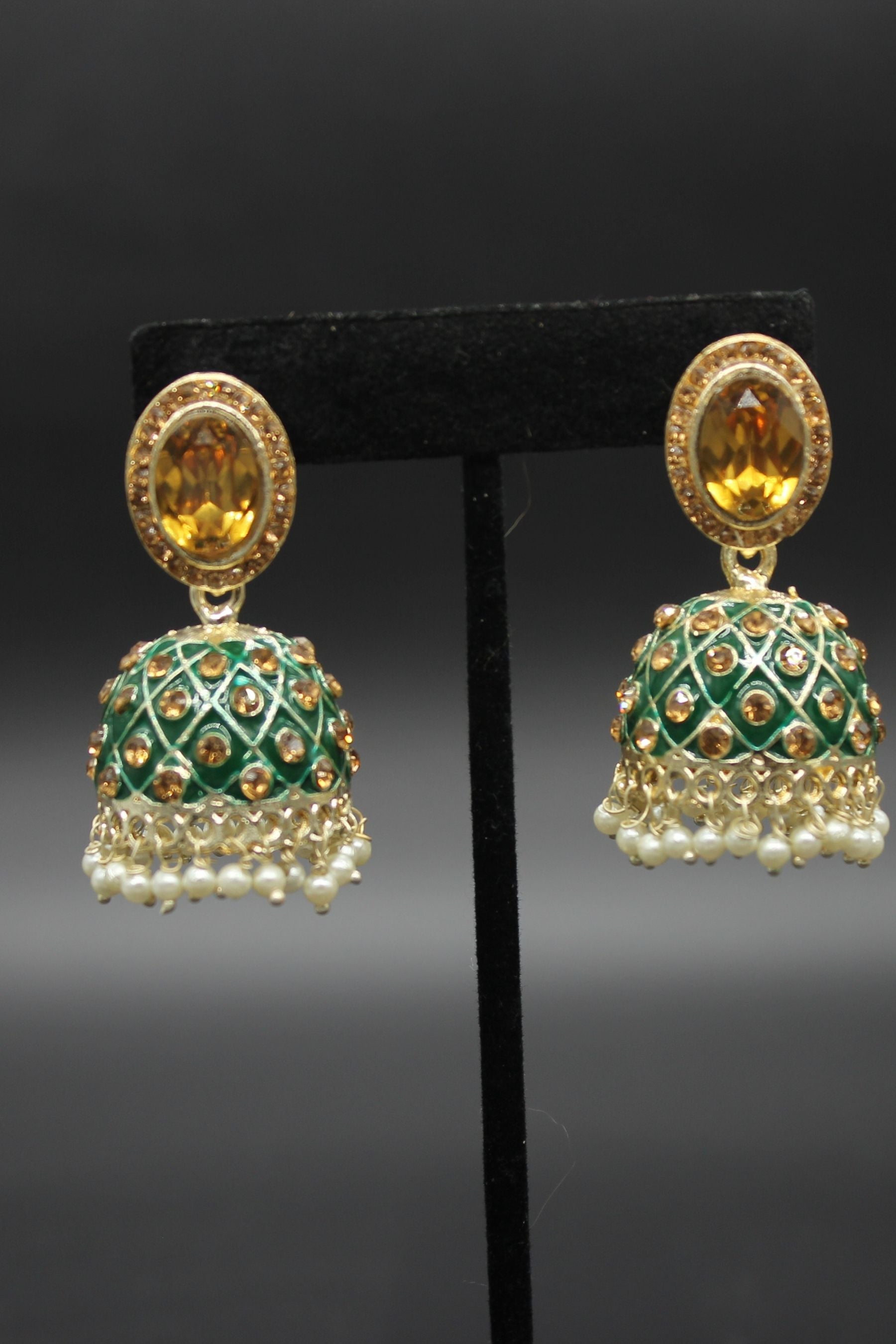 Kundan Jhumka Earrings With stones. Multiple Colors Available