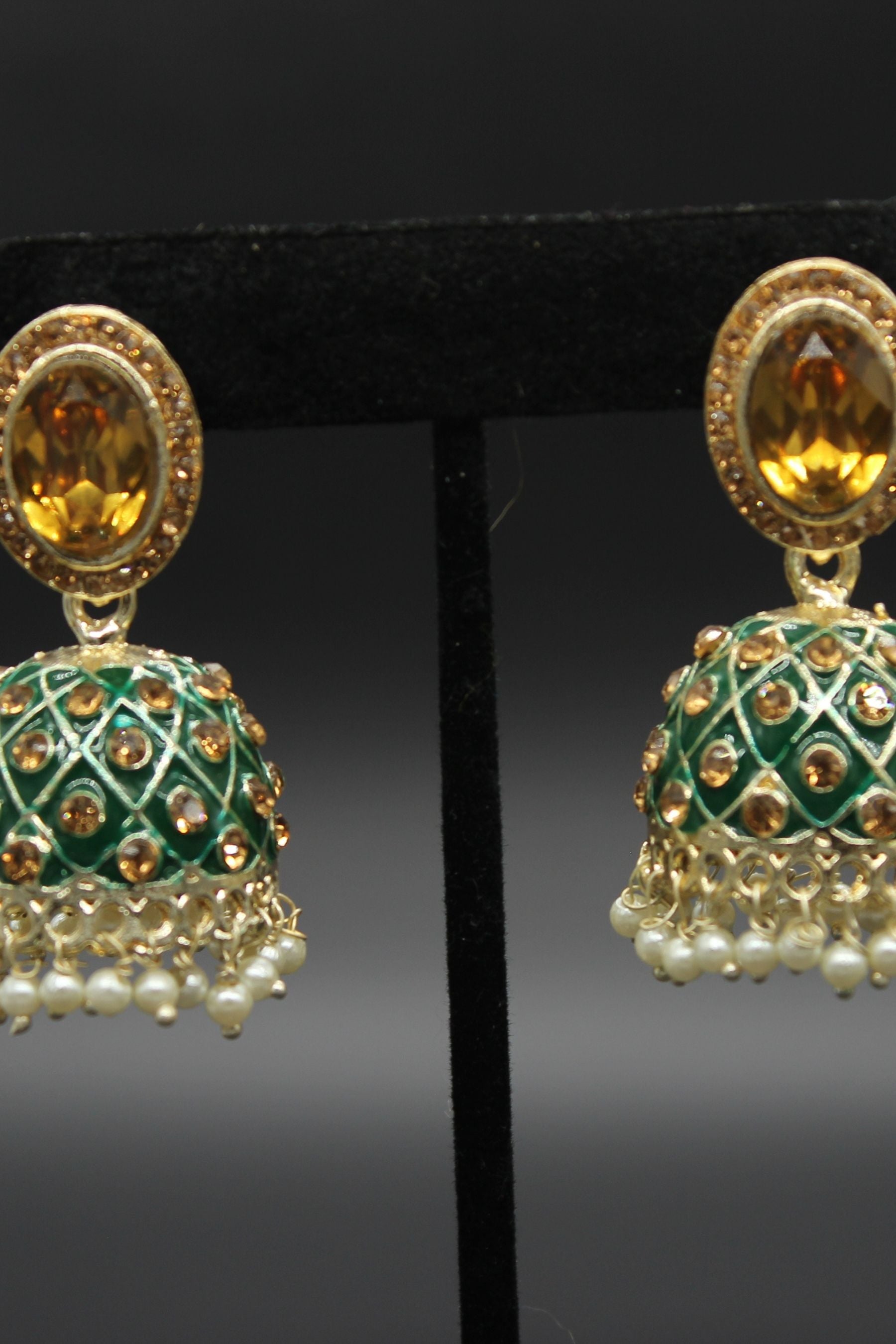 Kundan Jhumka Earrings With stones. Multiple Colors Available