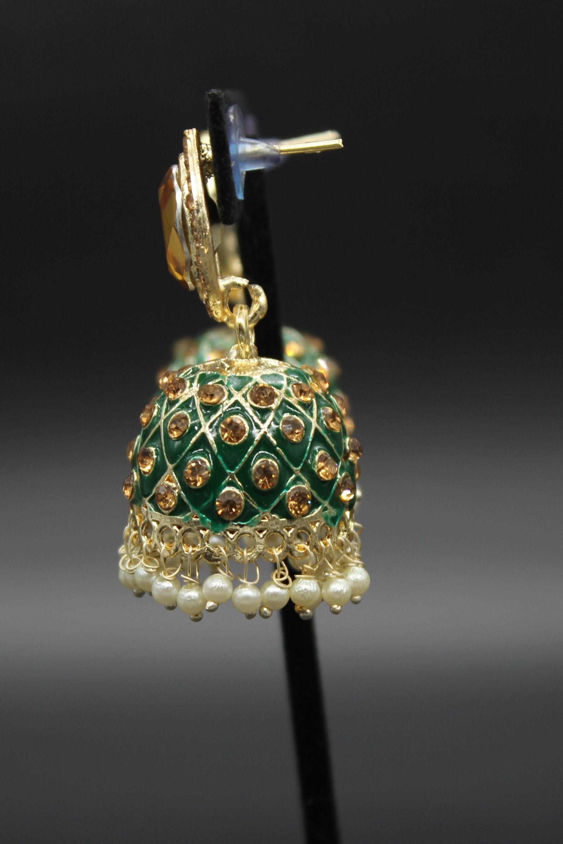 Kundan Jhumka Earrings With stones. Multiple Colors Available