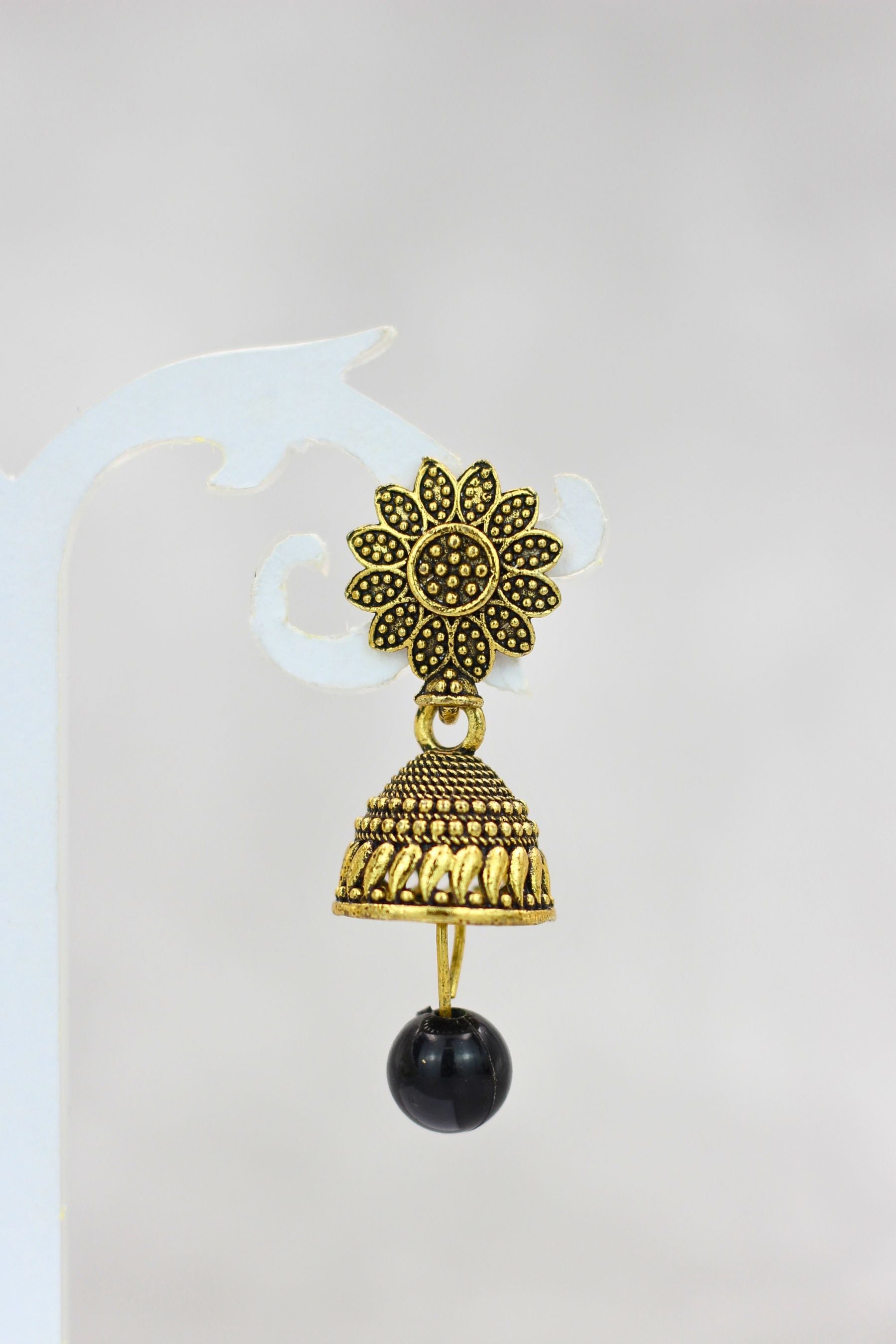 JCS Ethnic-Western Fusion Small Jhumkis: Radiant Gold-Plated Earrings