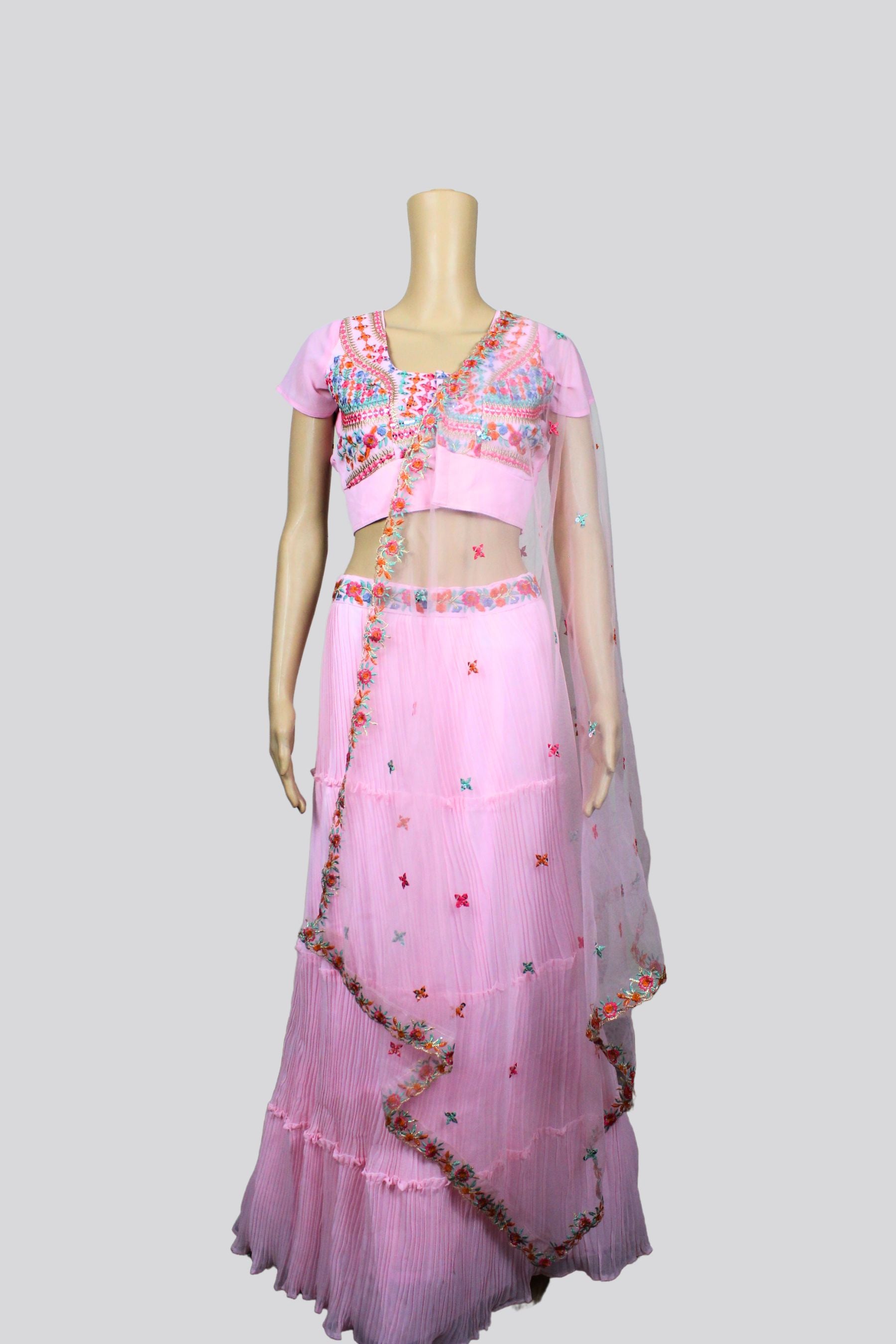 Stunning Pink Georgette Lehenga Choli with Elegant Embroidery LEHENGA JCS Fashions Pink 36