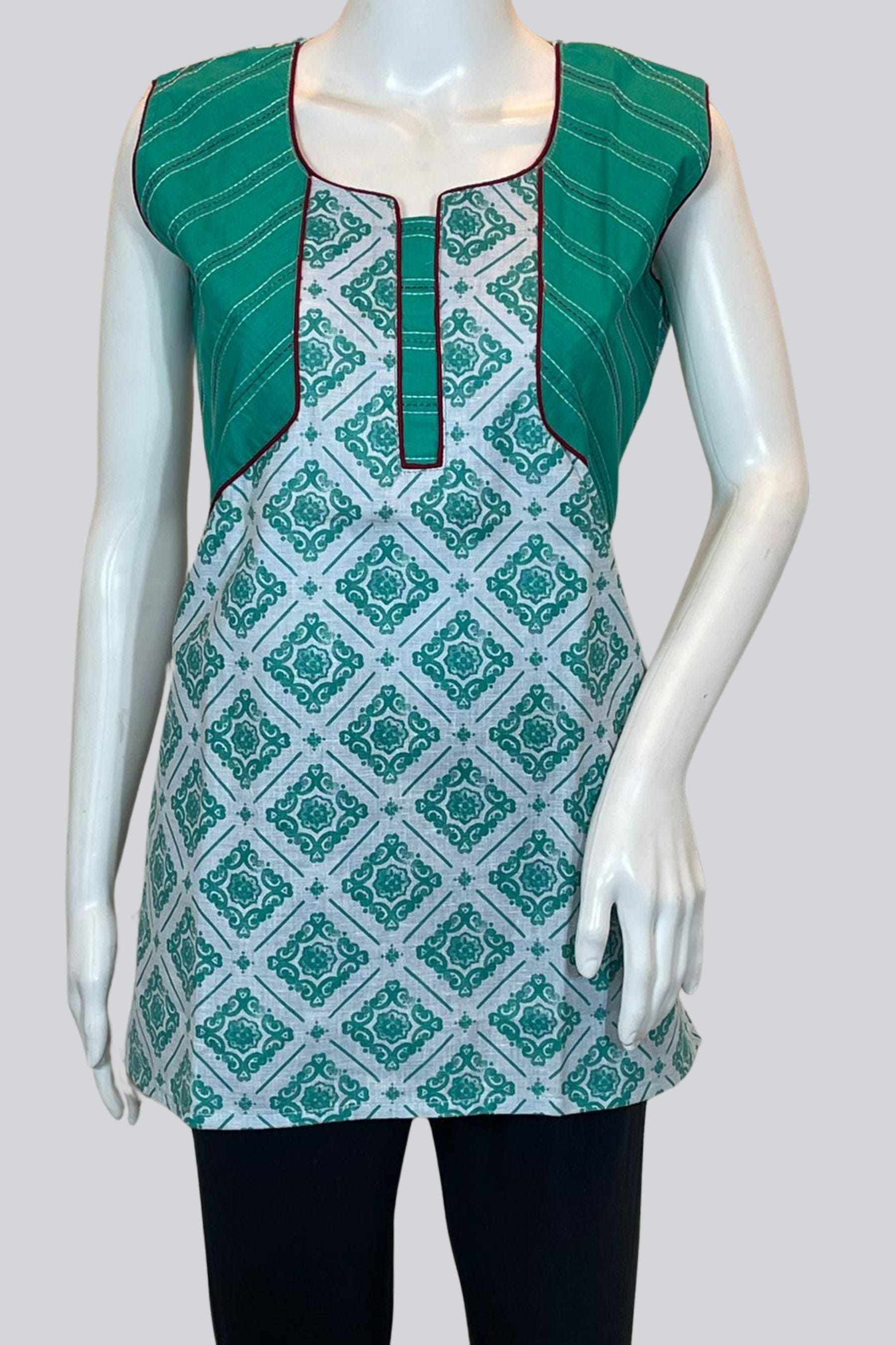 Chic Cotton Kurti: Short Length, 28" with Stylish Attached Sleeves KURTI JCS Fashions