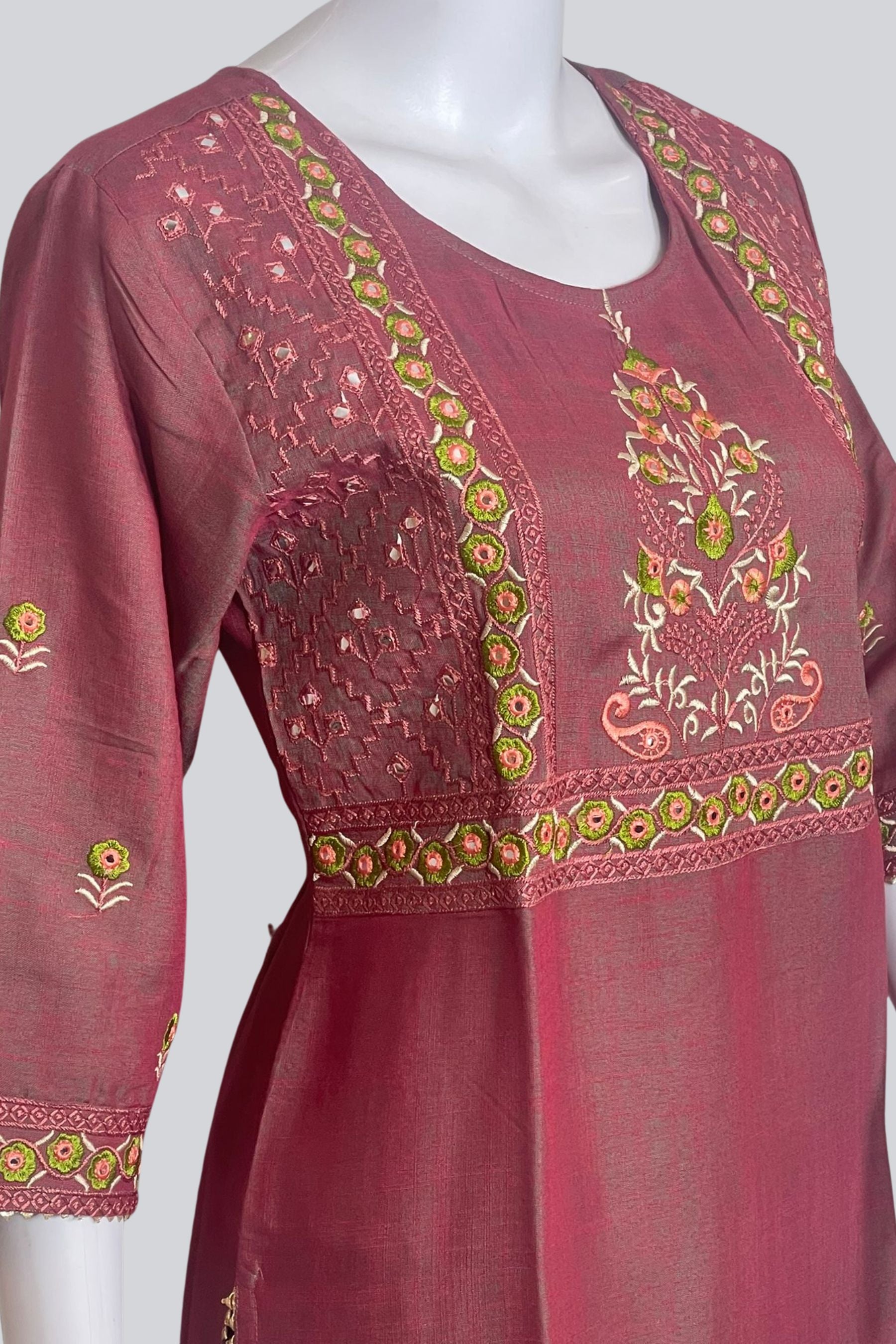 Chic Cotton Kurti: Mirror & Embroidery Detail - JCS Fashions KURTI JCS Fashions