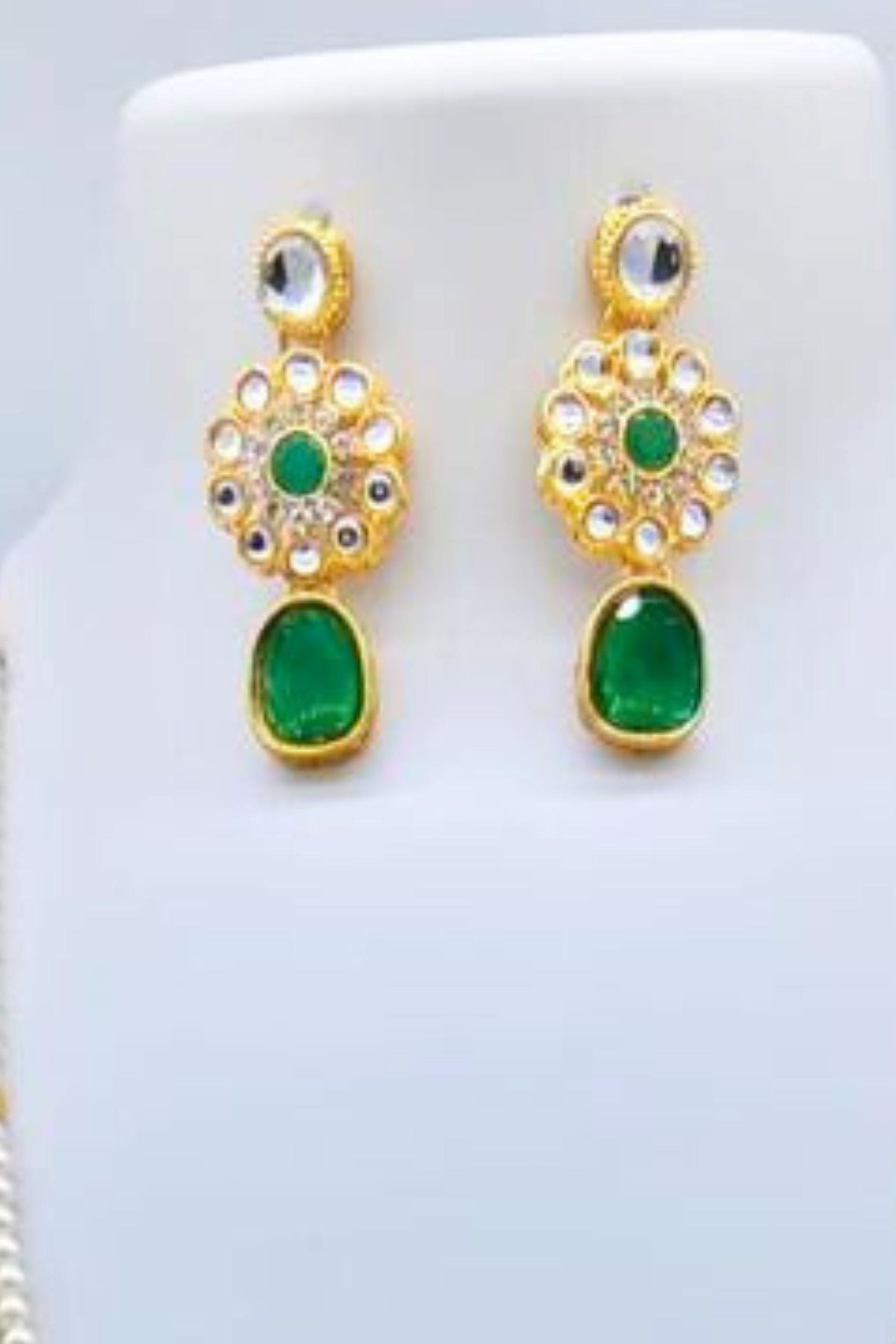 Regal Long Kundan Mala Set with American Diamonds in Gold Plating Jewelry JCS Fashions