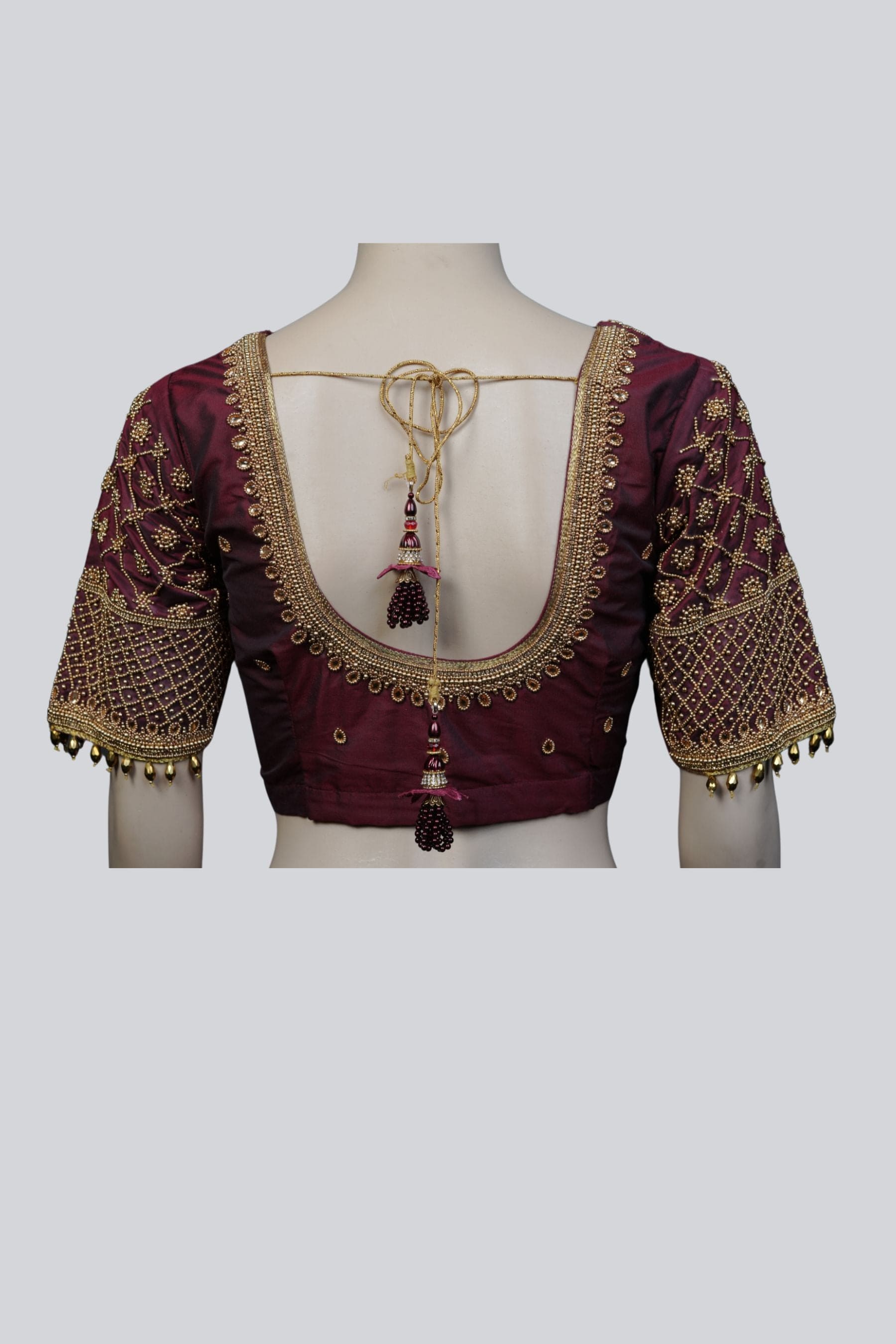 Luxurious Aari-Work Bridal Blouse with Fancy Tassels by JCS Fashions Blouse JCS Fashions