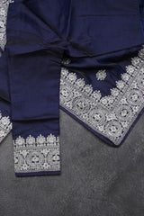 Luxe Heavy Tussar Silk Saree with Silver Jari Embroidery & Stone Work