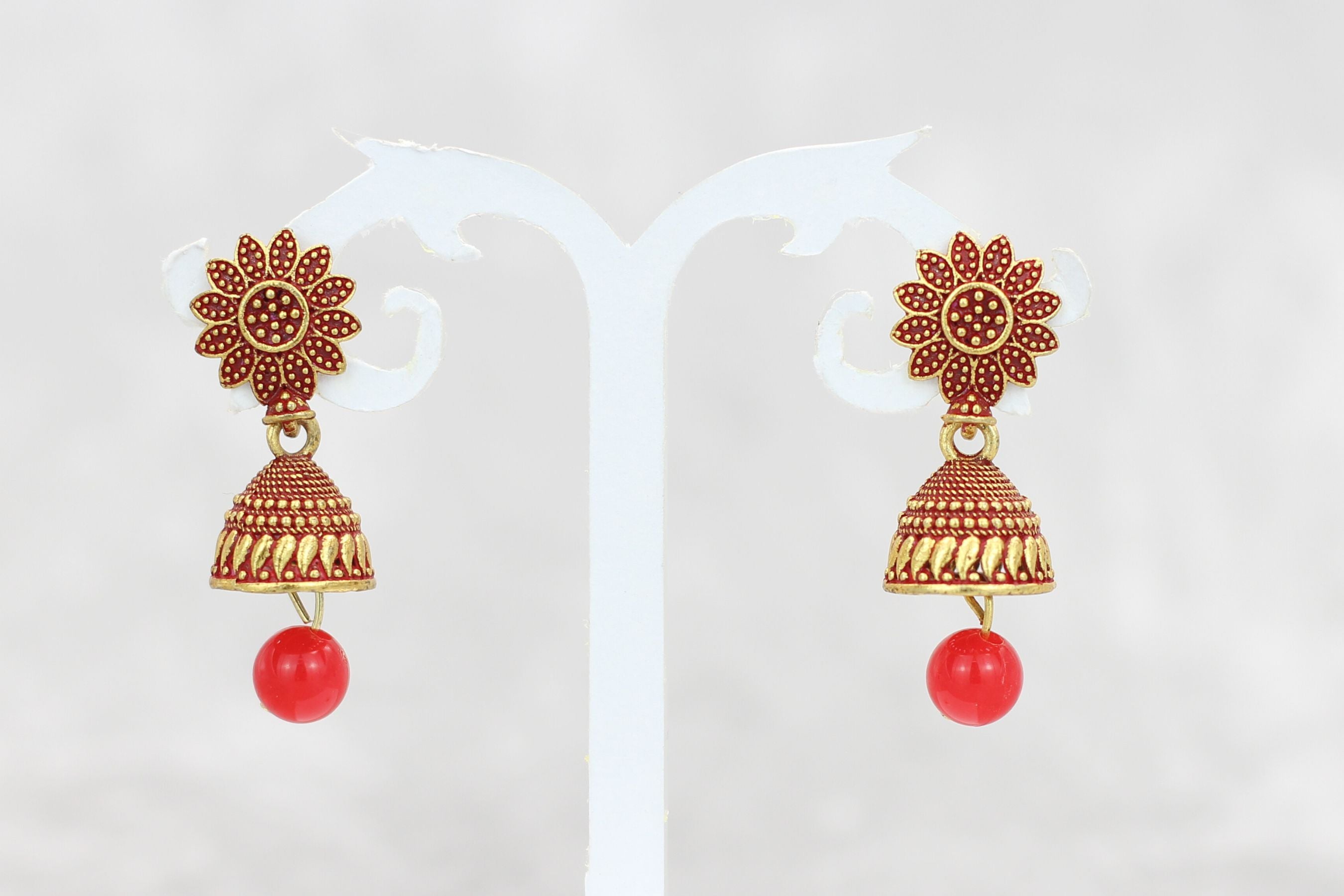 JCS Ethnic-Western Fusion Small Jhumkis: Radiant Gold-Plated Earrings