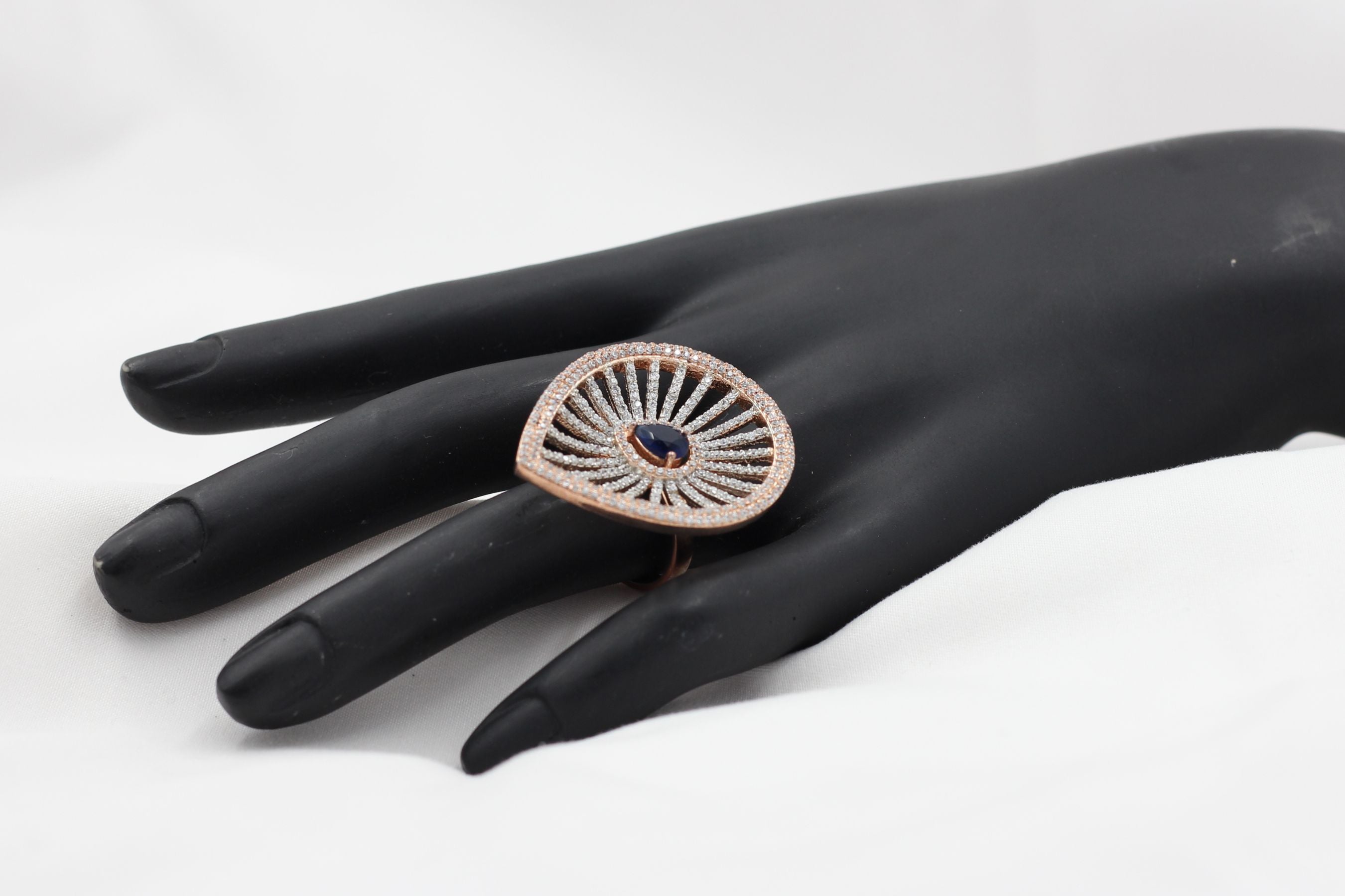 Rose Gold Adjustable Ring: Chic Stone-Encrusted Jewelry from JCS Fashions Jewelry JCS Fashions