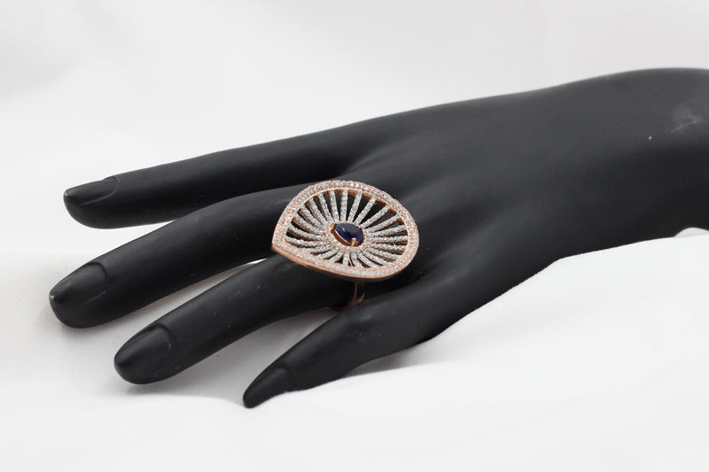 Rose Gold Adjustable Ring: Chic Stone-Encrusted Jewelry from JCS Fashions