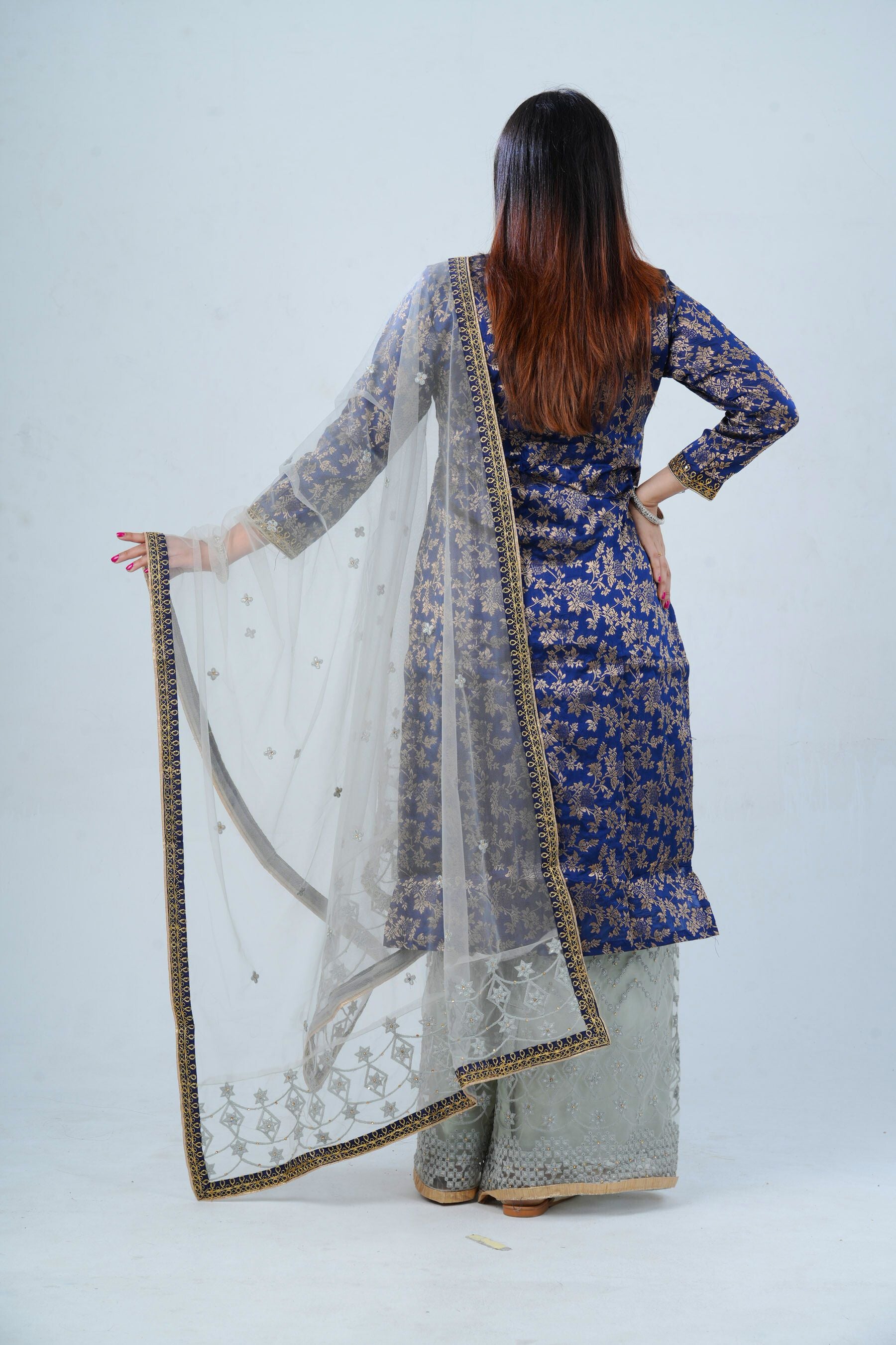 Exquisite Embroidered Palazzo and Salwar kameez Suit in Blue KURTI JCS Fashions