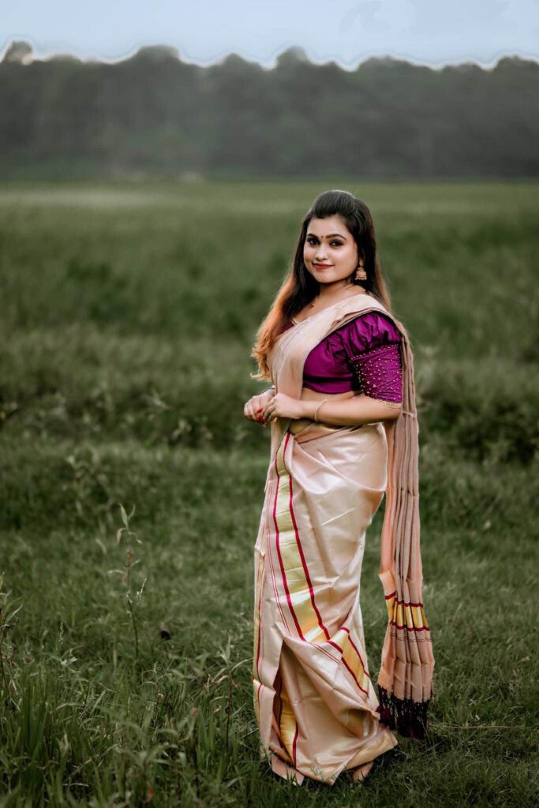 Premium Vishu Collection : Elegantly Crafted Tissue Saree with Tussels Saree JCS Fashions