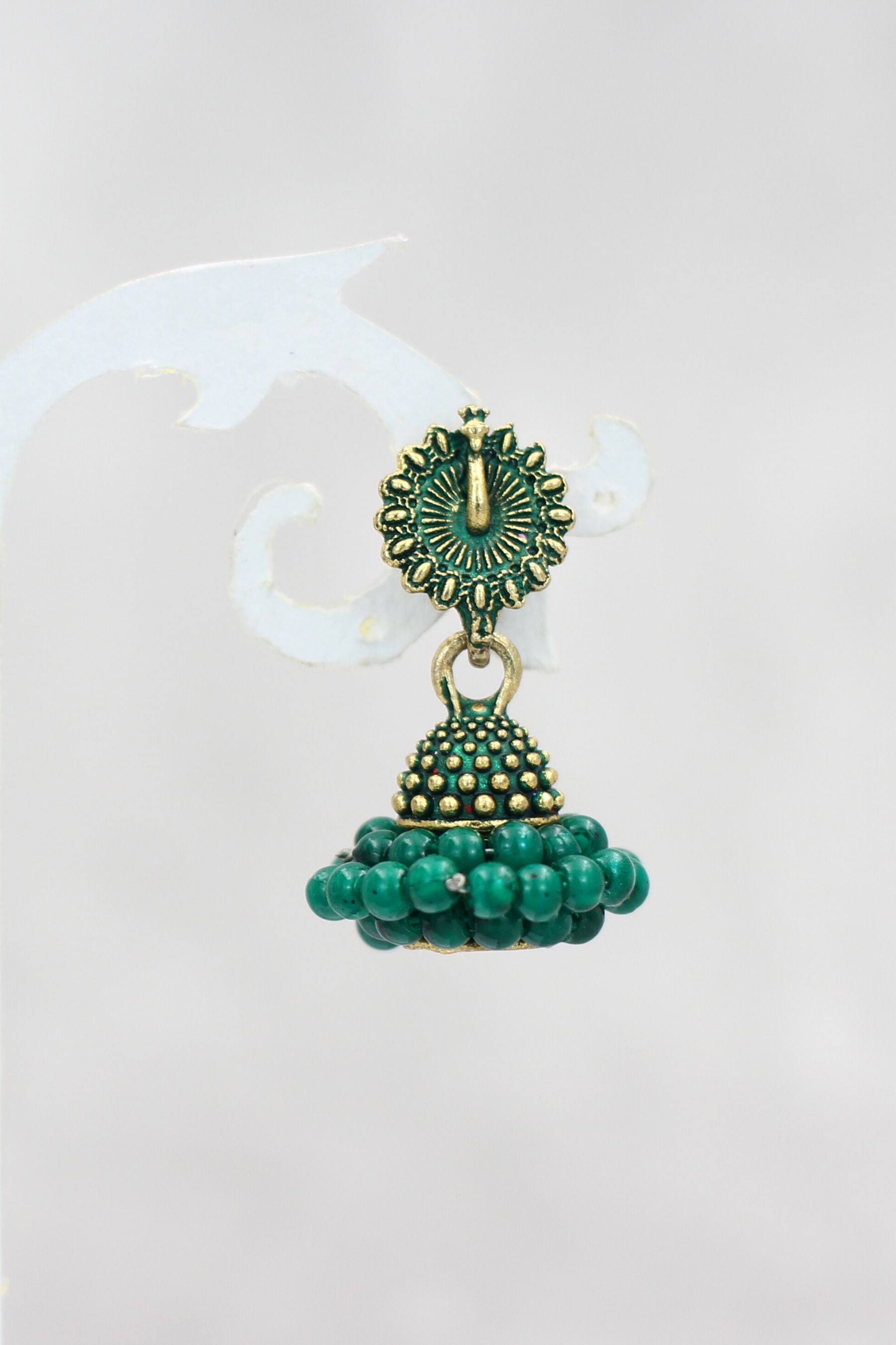 Regal Gold-Plated Oxidized Jhumka Earrings with Pearls - Ethnic Glamour Jewelry JCS Fashions