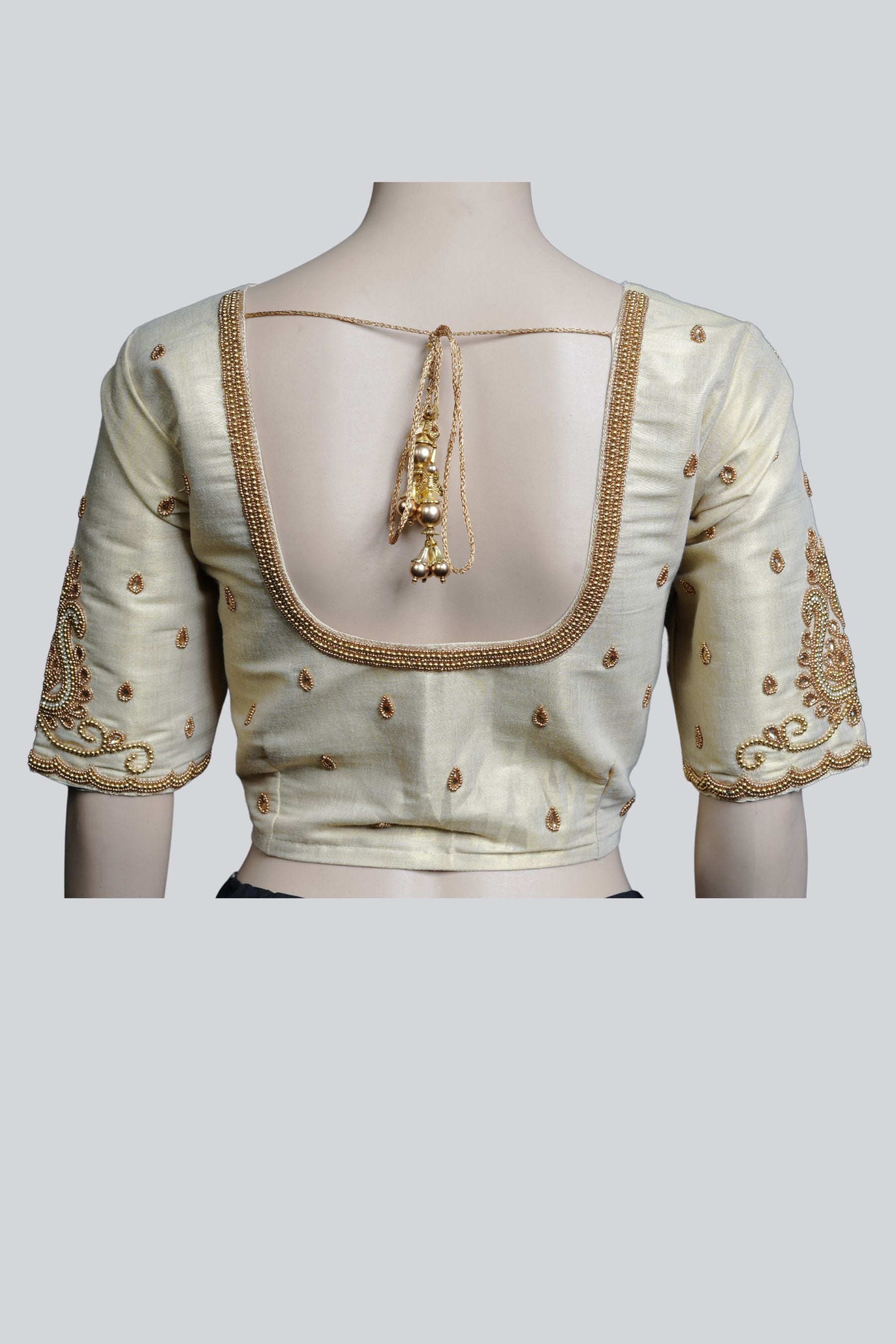 Maggam Work Blouse with Heavy Embellishments and Fancy Tassels Blouse JCS Fashions