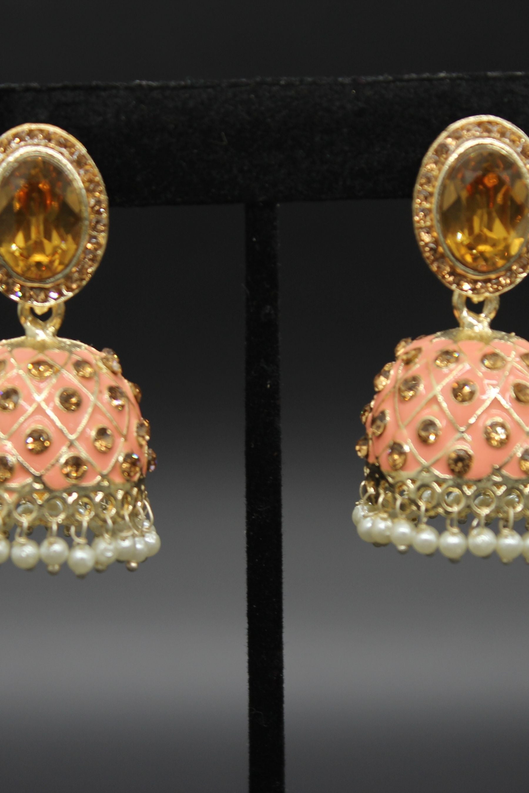 Kundan Jhumka Earrings With stones. Multiple Colors Available Jewelry JCS Fashions