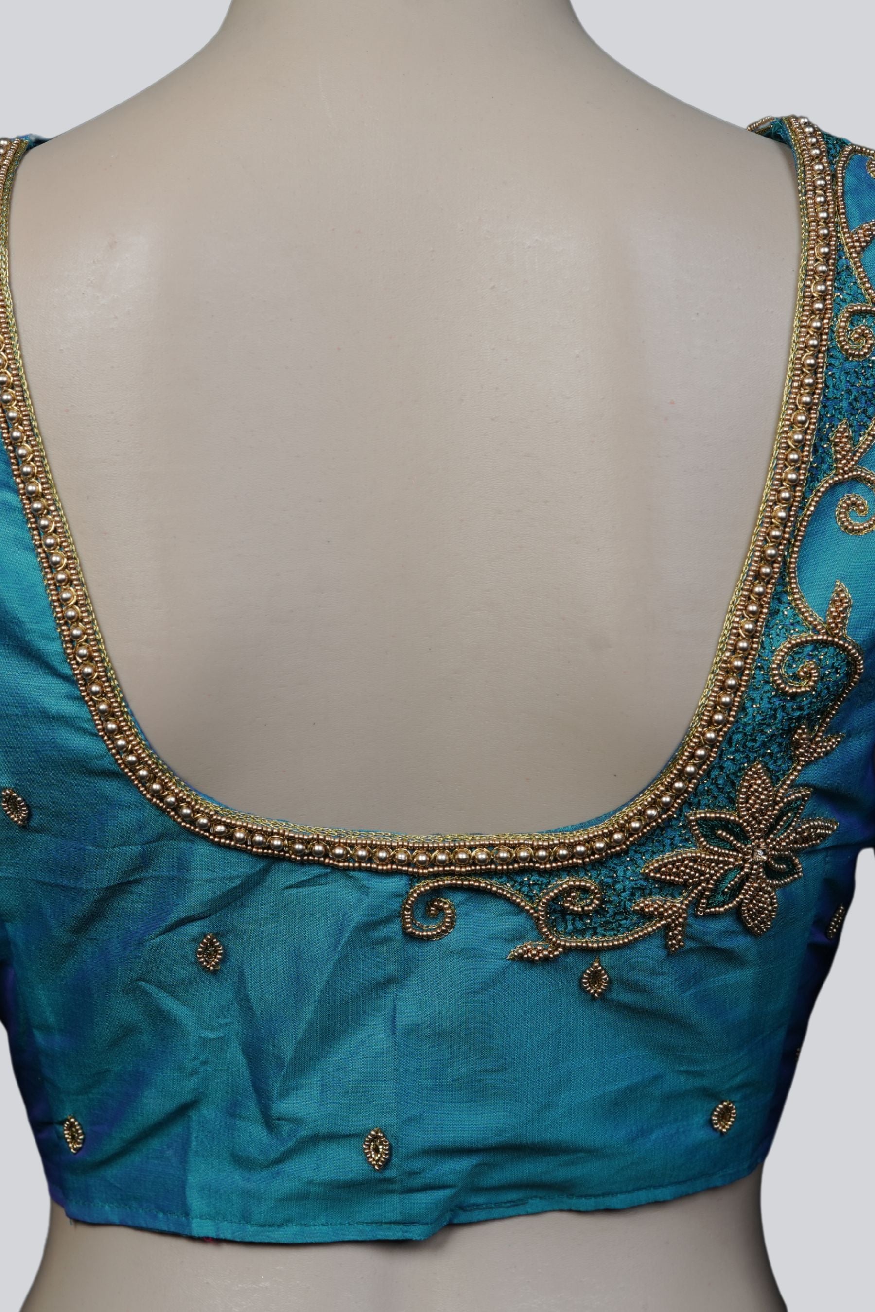 Aari Work Blouse in Stunning Blue - Exquisite Craftsmanship |JCSFashions Blouse JCS Fashions