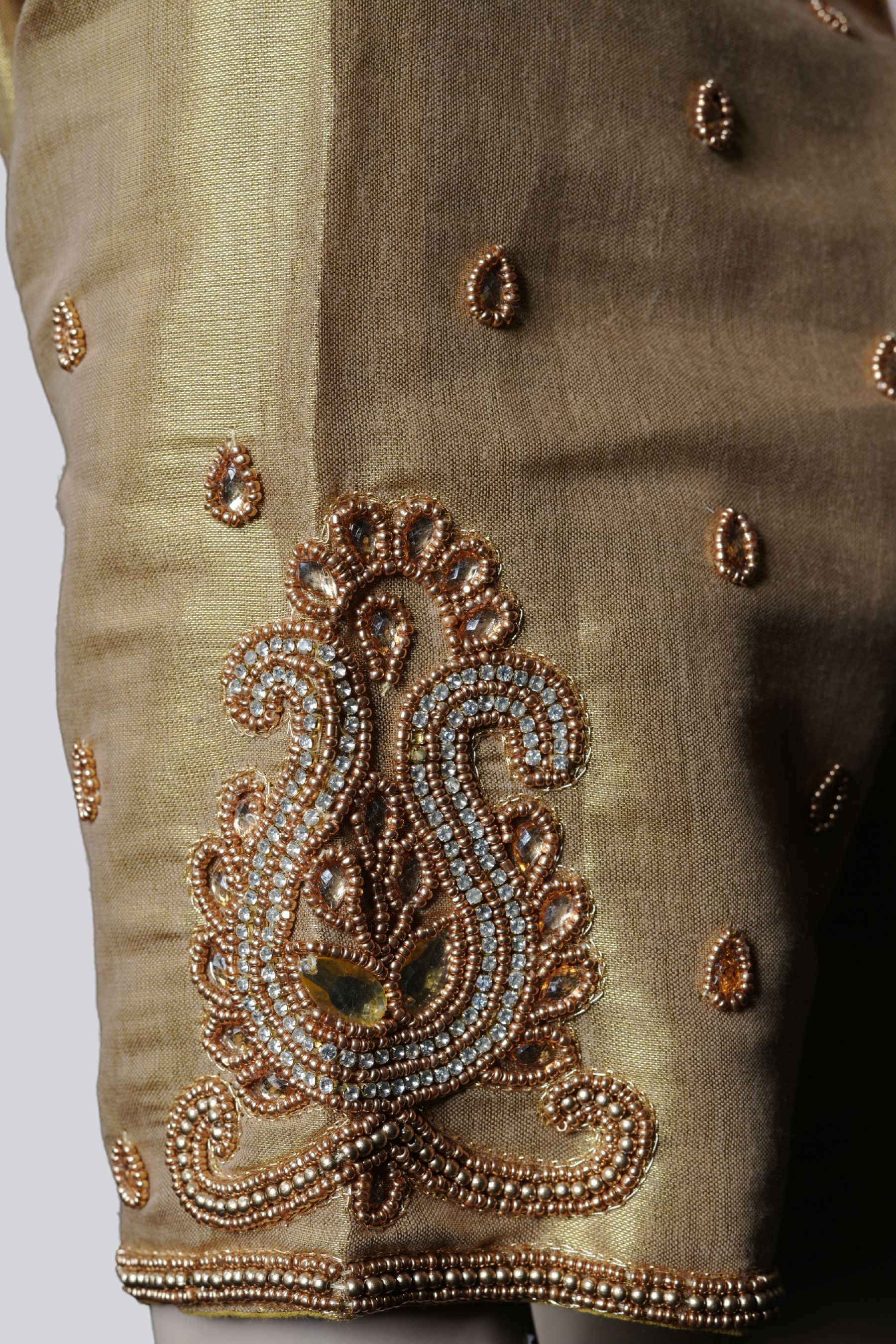 Graceful Bridal Elegance: Maggam Work Blouse with Stunning Back Tassels Blouse JCS Fashions