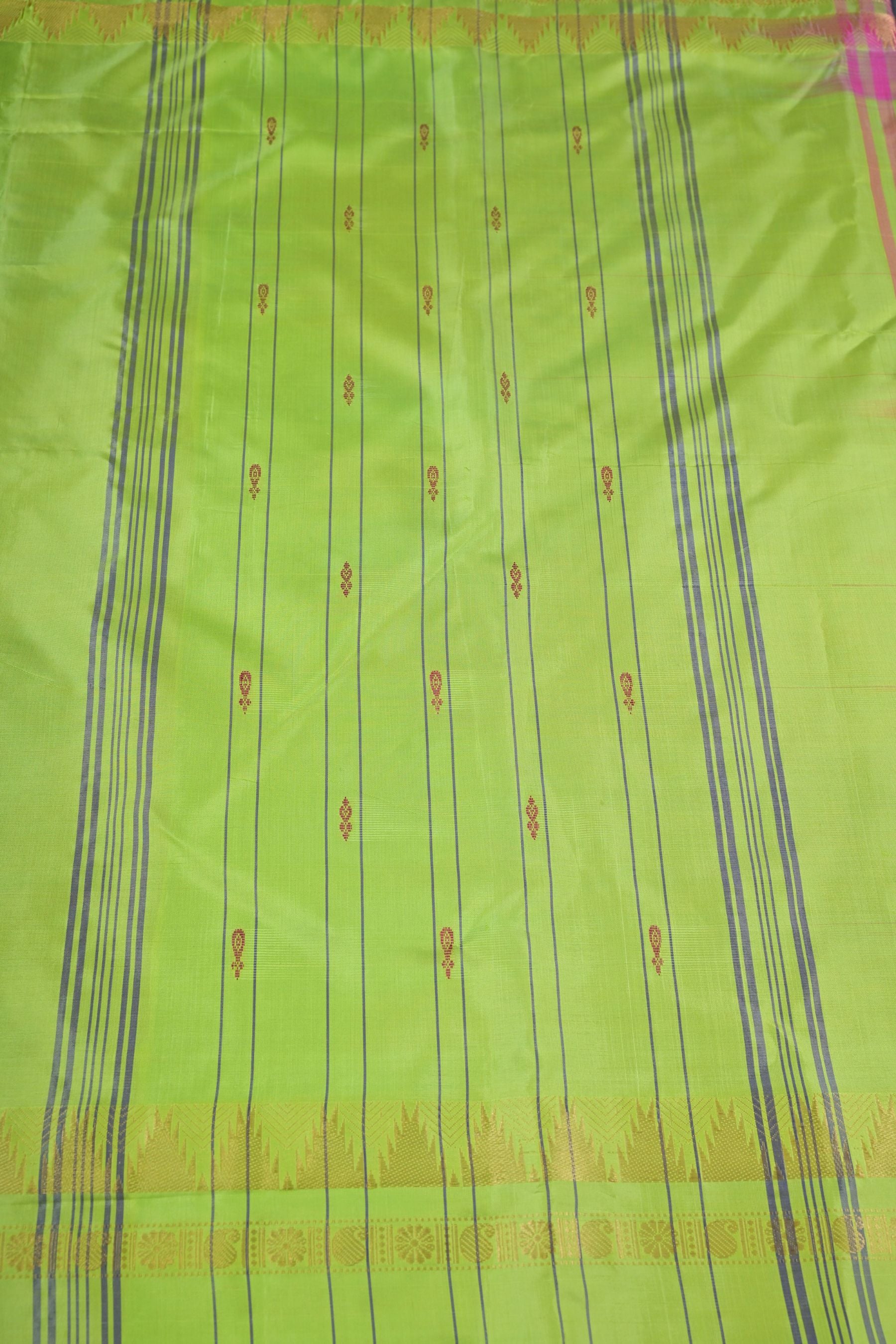 Eco-friendly Handwoven Banana Pith Saree with Gold Zari Border Saree JCS Fashions