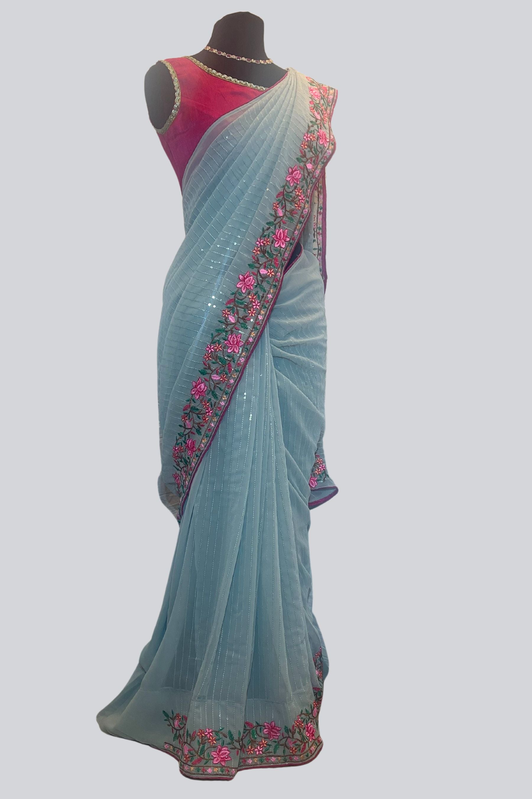 Dazzling Georgette Sequins Saree with Exquisite Embroidery Saree JCS Fashions