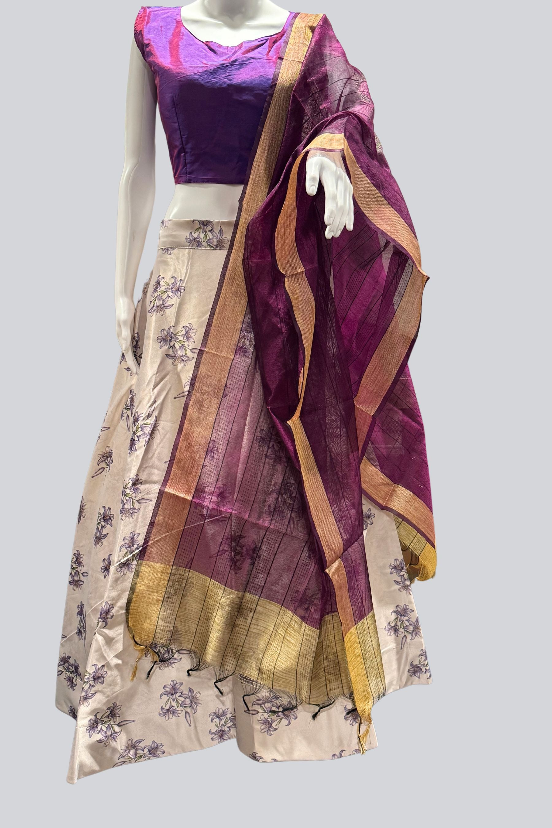 Exquisite Silk Lehenga with Crop top| Printed Design|Indian women