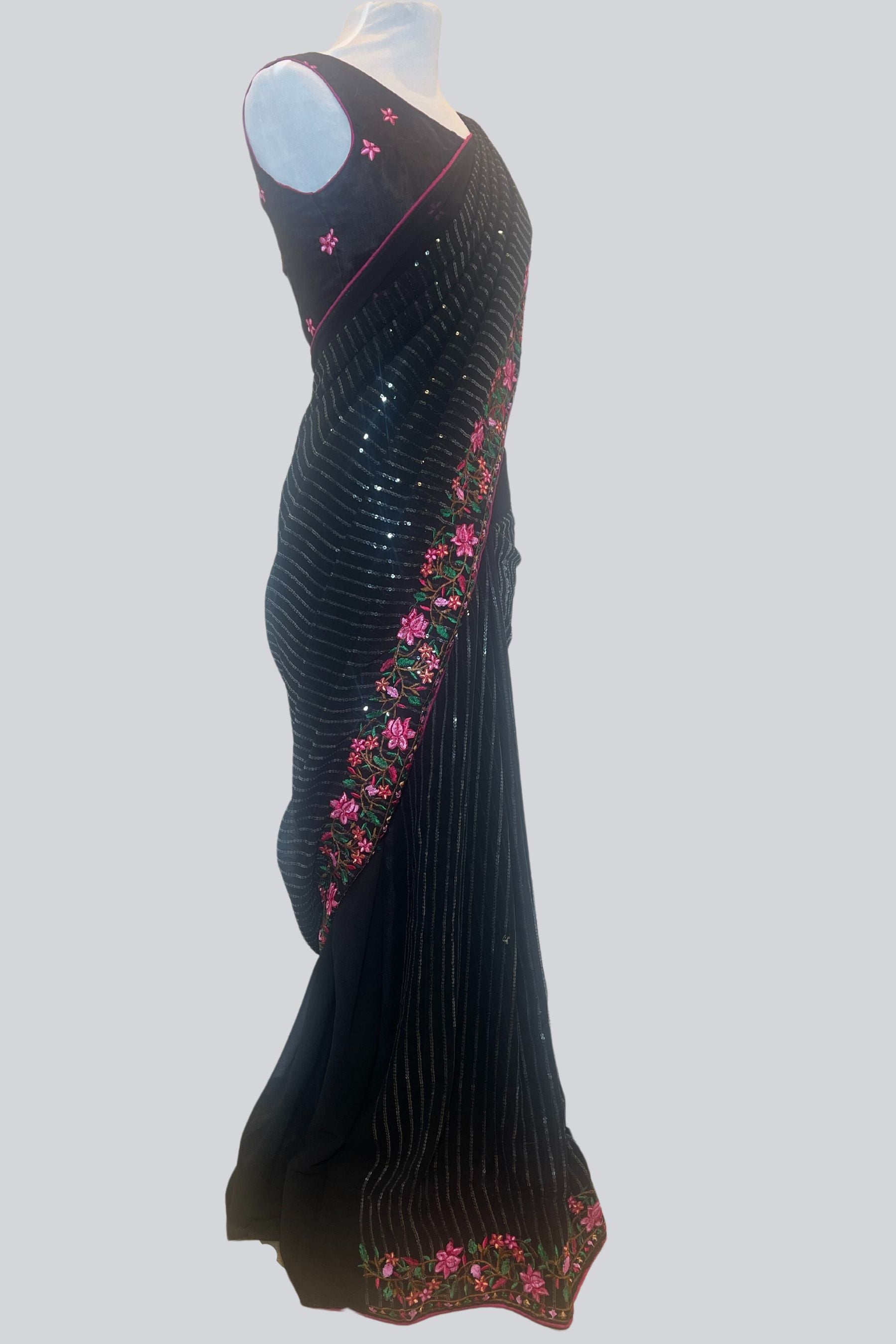 Dazzling Georgette Sequins Saree with Exquisite Embroidery Saree JCS Fashions