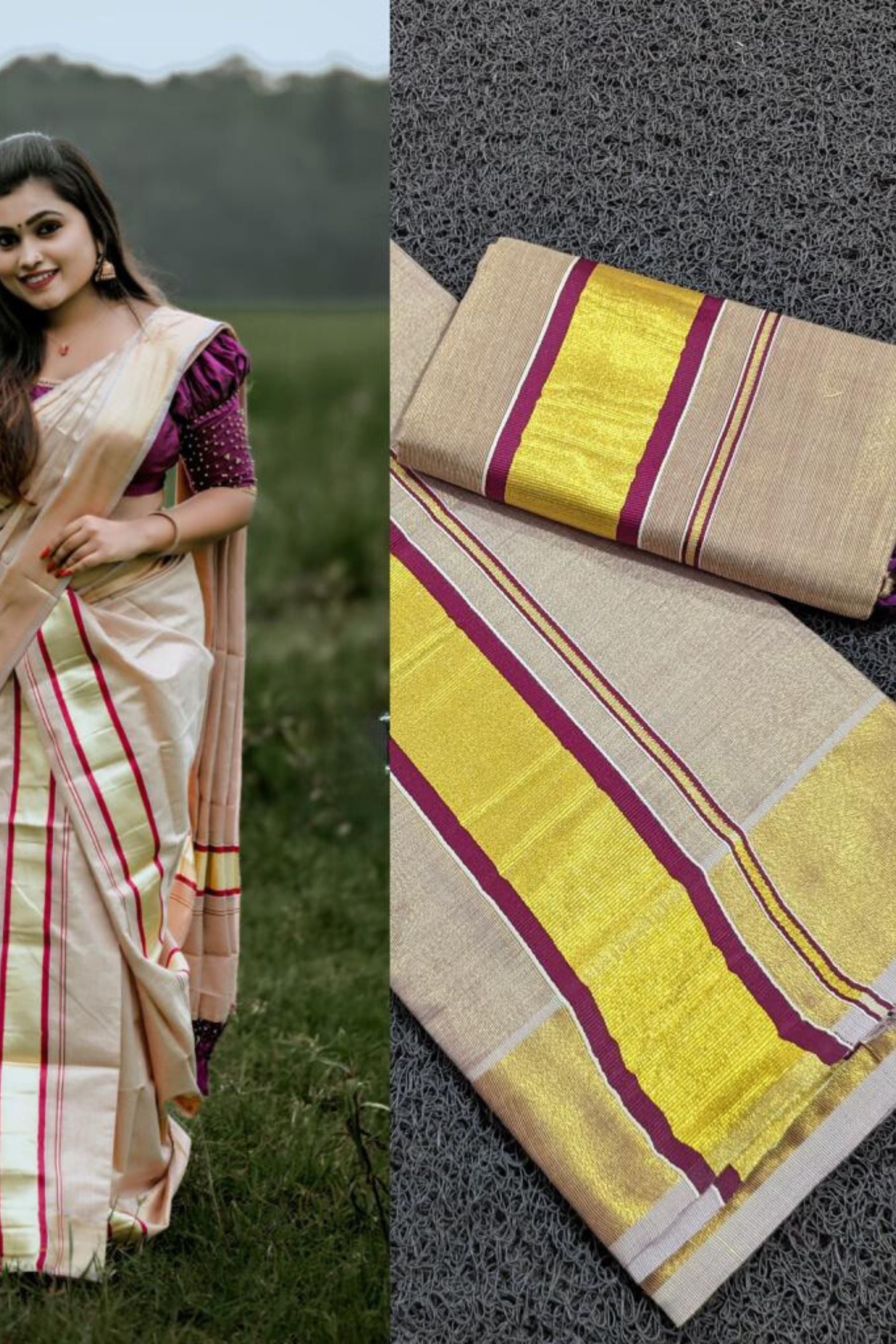 Premium Vishu Collection : Elegantly Crafted Tissue Saree with Tussels Saree JCS Fashions