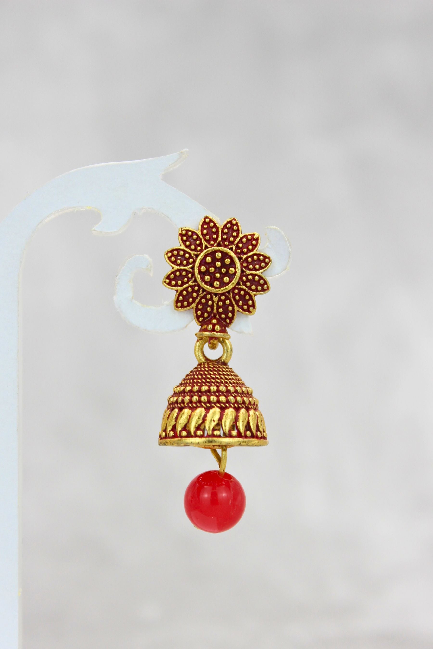 JCS Ethnic-Western Fusion Small Jhumkis: Radiant Gold-Plated Earrings