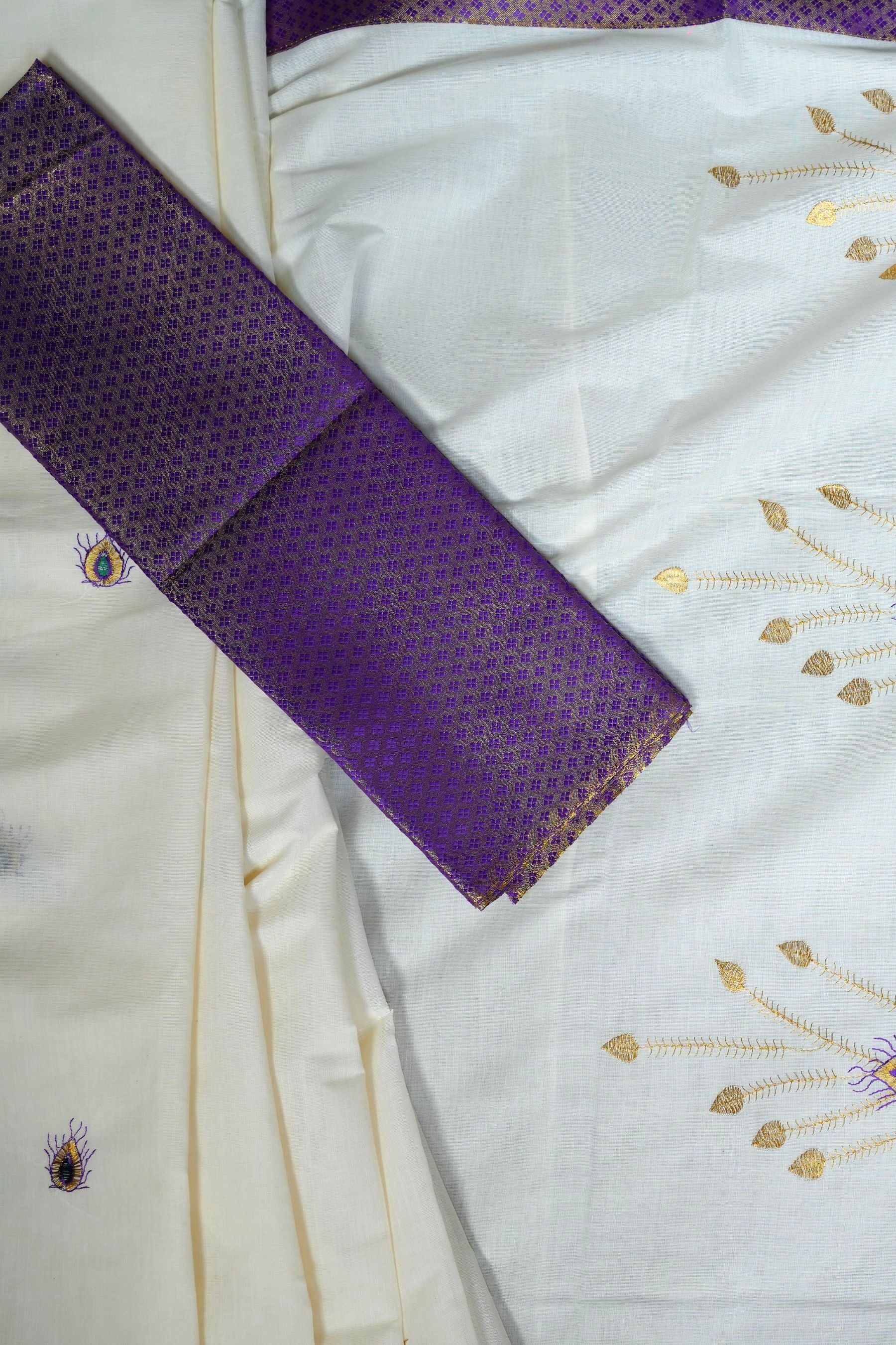 Elegance Unveiled: Kerala Saree with Stunning Peacock Design -JCSFashions Saree JCS Fashions