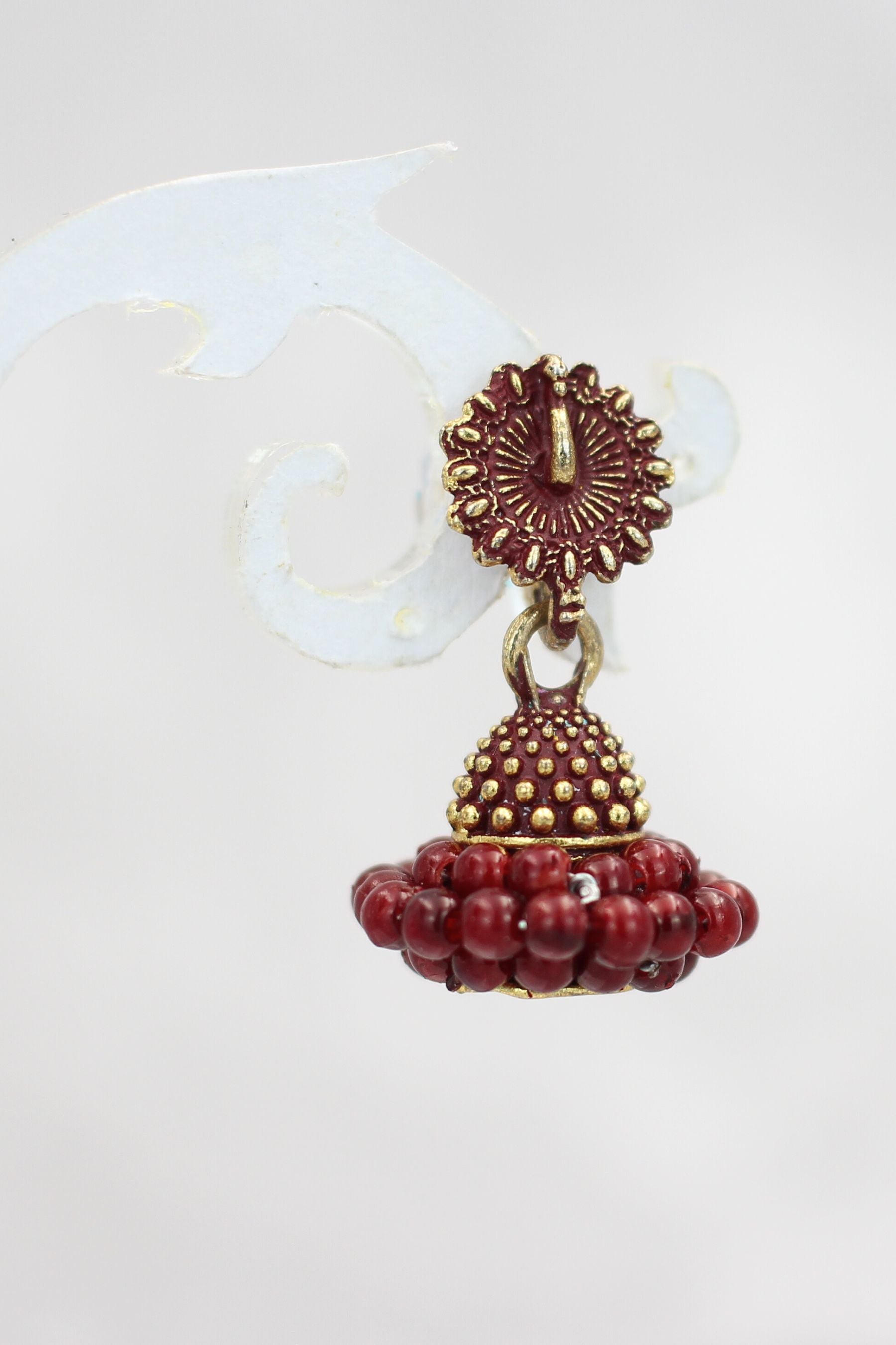 Regal Gold-Plated Oxidized Jhumka Earrings with Pearls - Ethnic Glamour Jewelry JCS Fashions