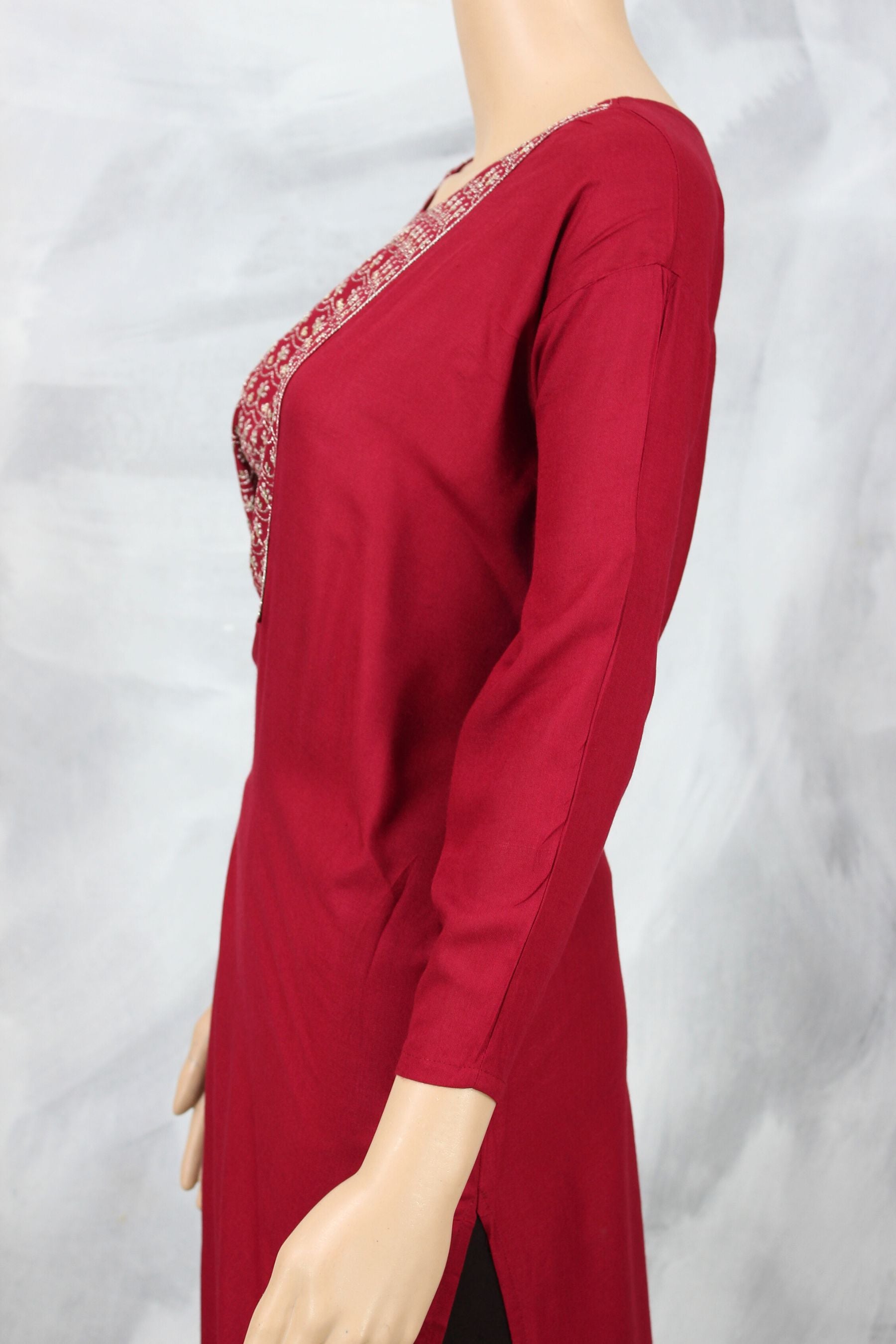 Zari Embroidery & Sequence Cotton Kurti: Comfortable Traditional Elegance KURTI JCS Fashions