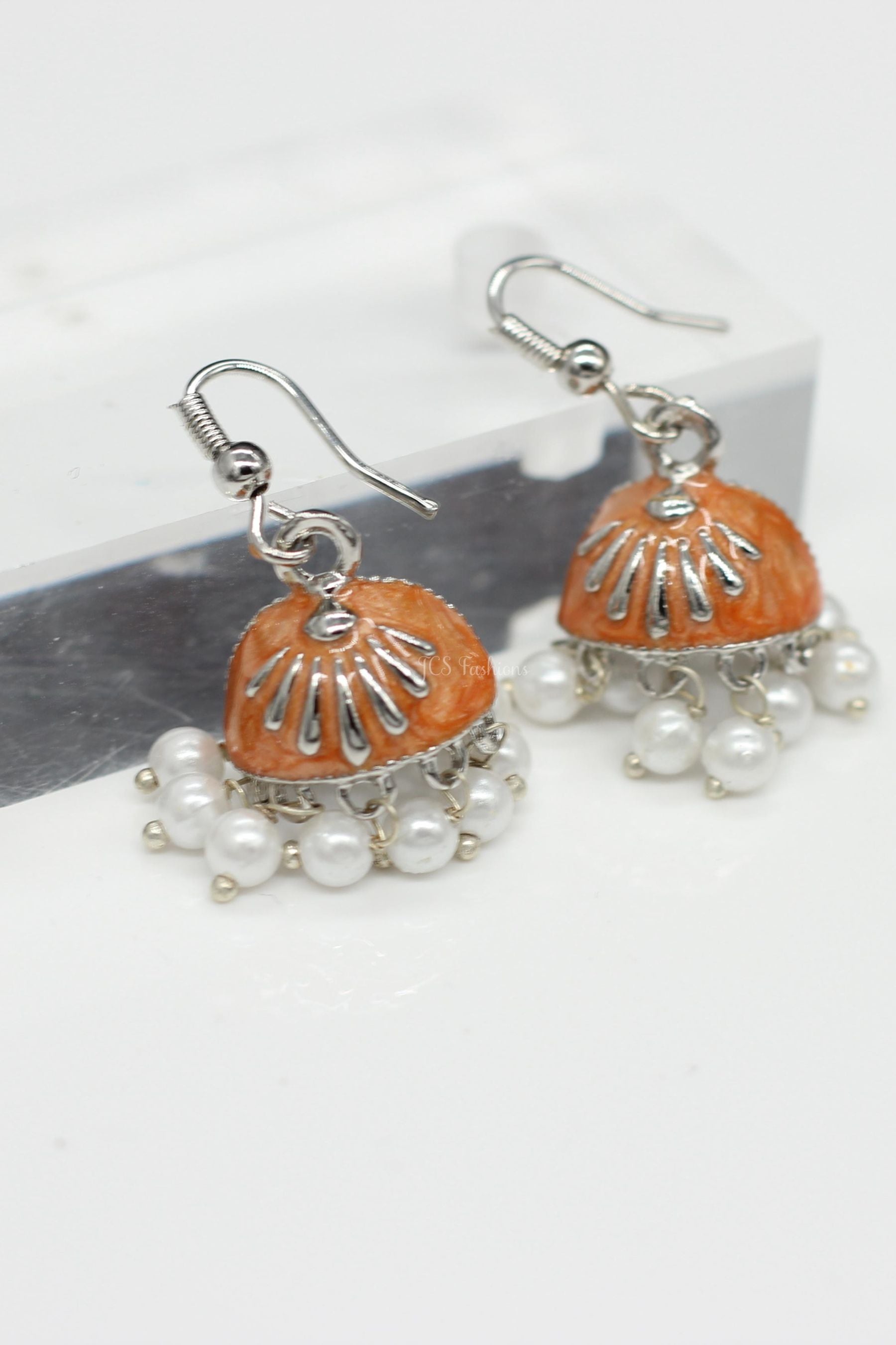 Jhumka Earrings With Imitation Pearls For Women, Hoop type Jewelry JCS Fashions