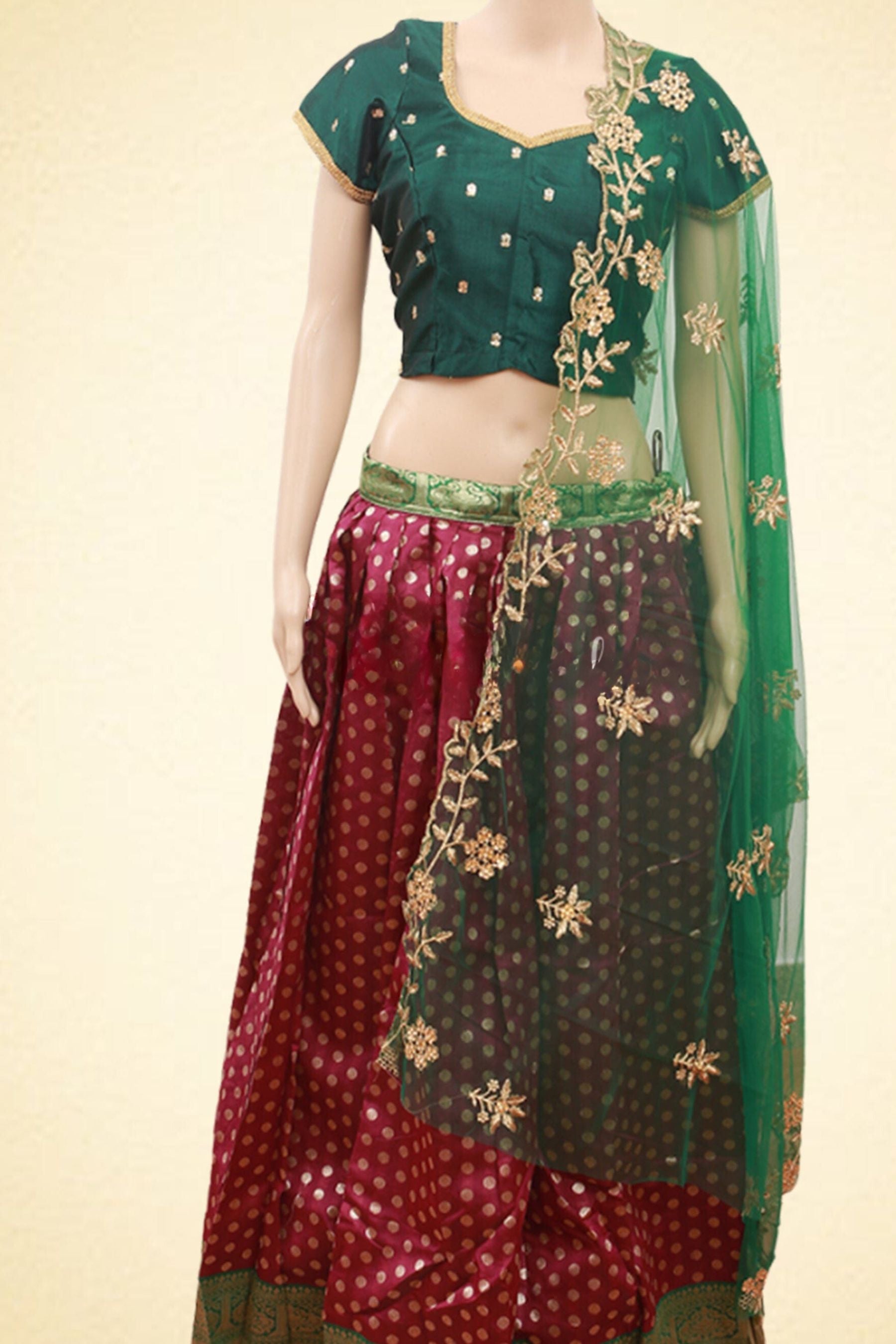 Lehenga Set with Soft silk thread weaving and contrast border Blouse LEHENGA JCS Fashions