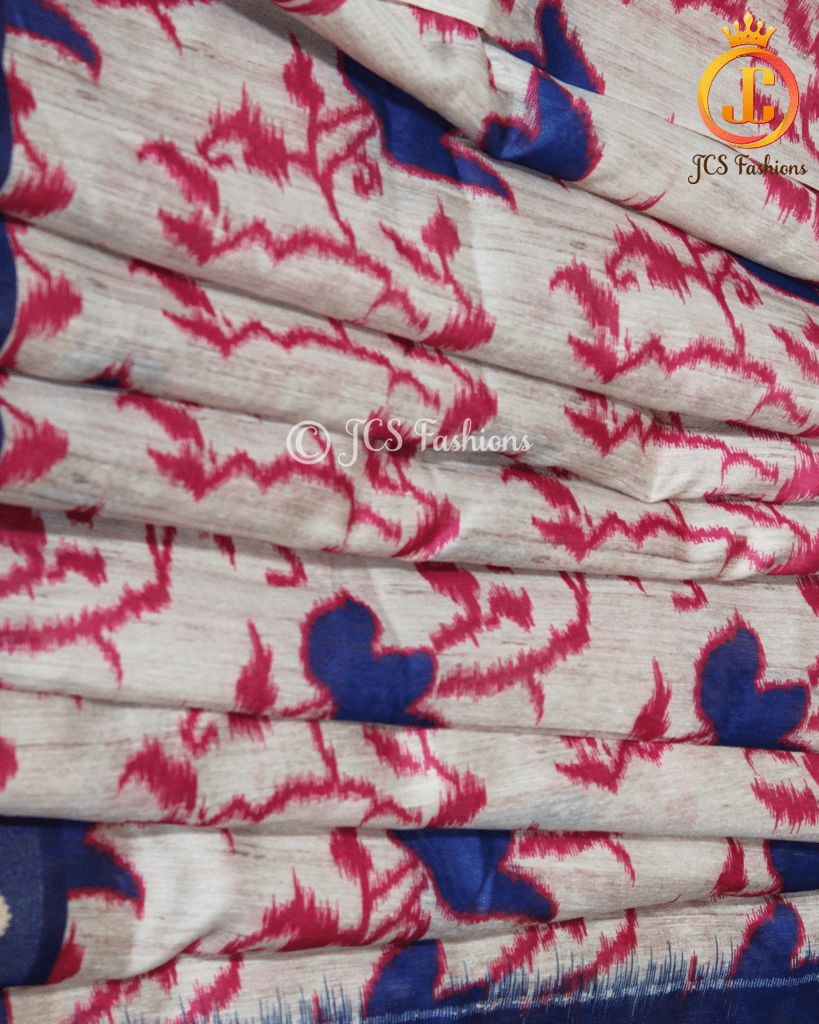 Chanderi Silk Saree with Pochampally ikkat Design. Soft and Light weight.