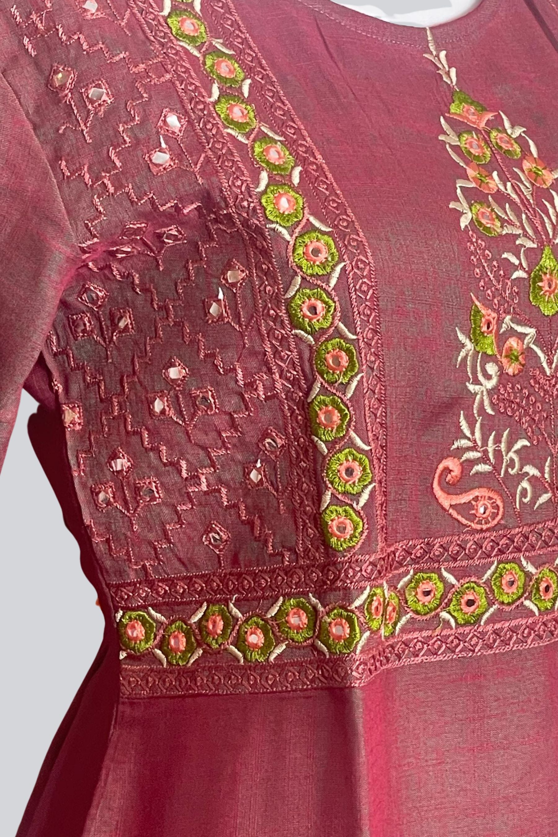 Chic Cotton Kurti: Mirror & Embroidery Detail - JCS Fashions KURTI JCS Fashions