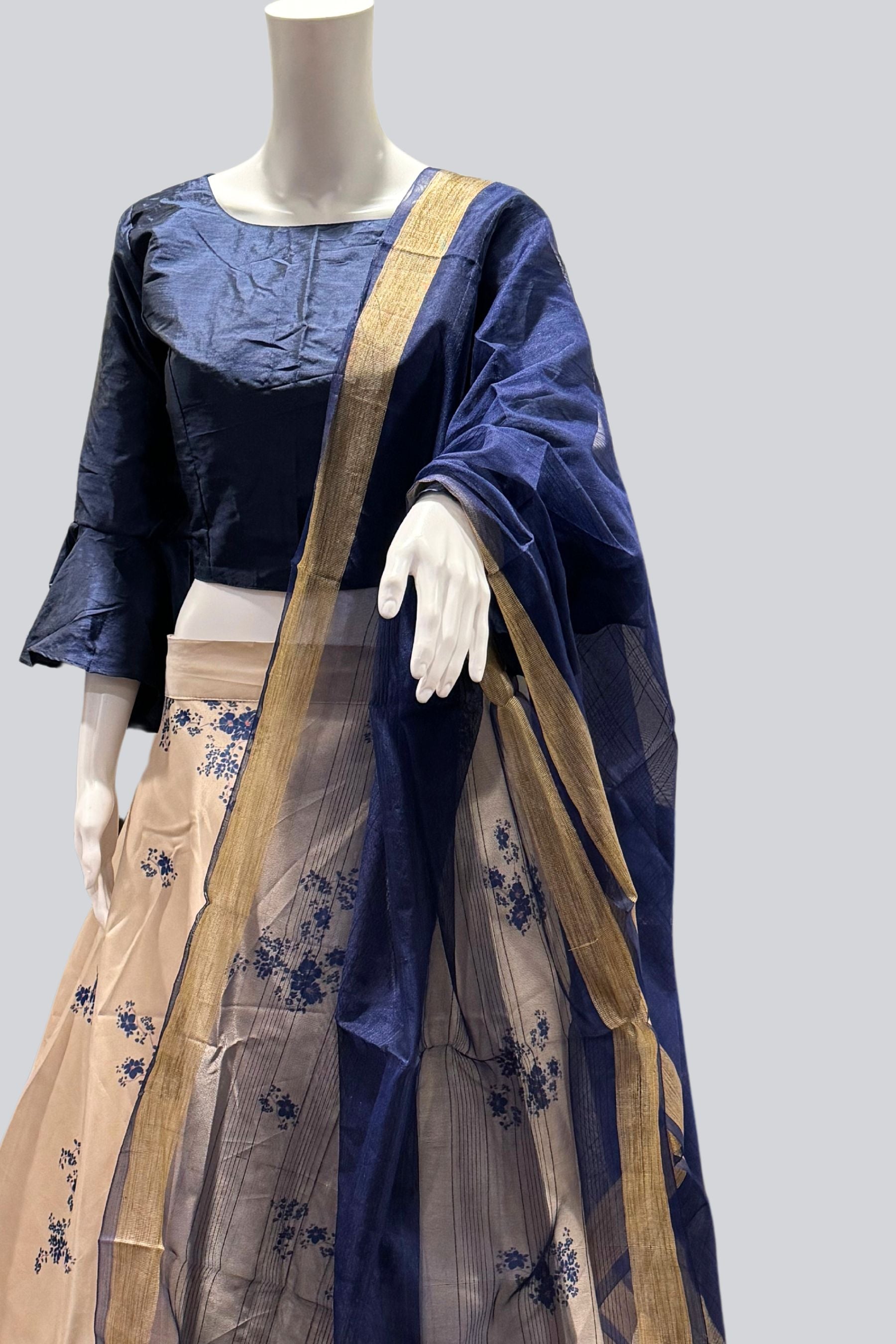 Stunning Canvas-Stitched Taffeta Silk Lehenga with Crop Top