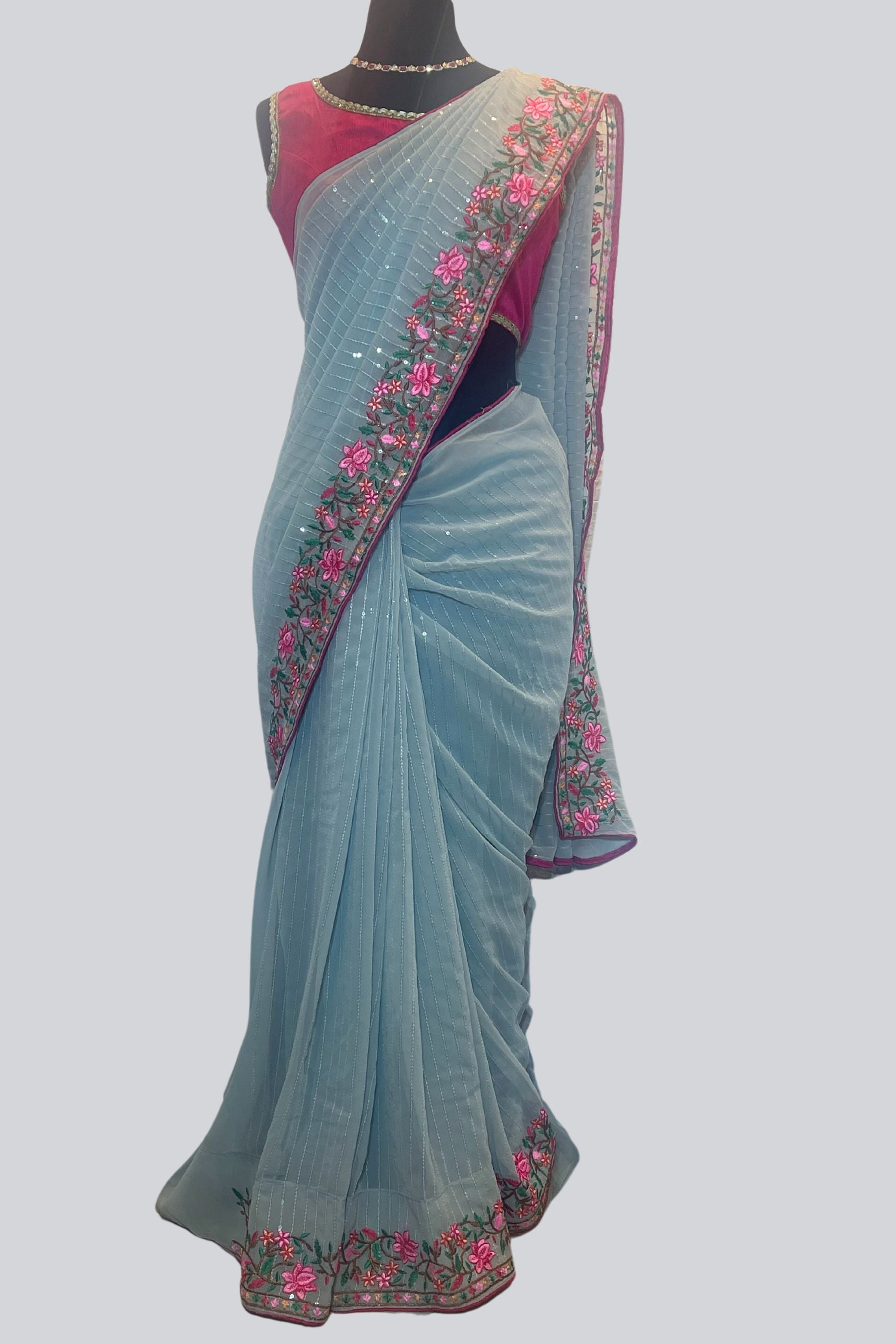 Dazzling Georgette Sequins Saree with Exquisite Embroidery Saree JCS Fashions