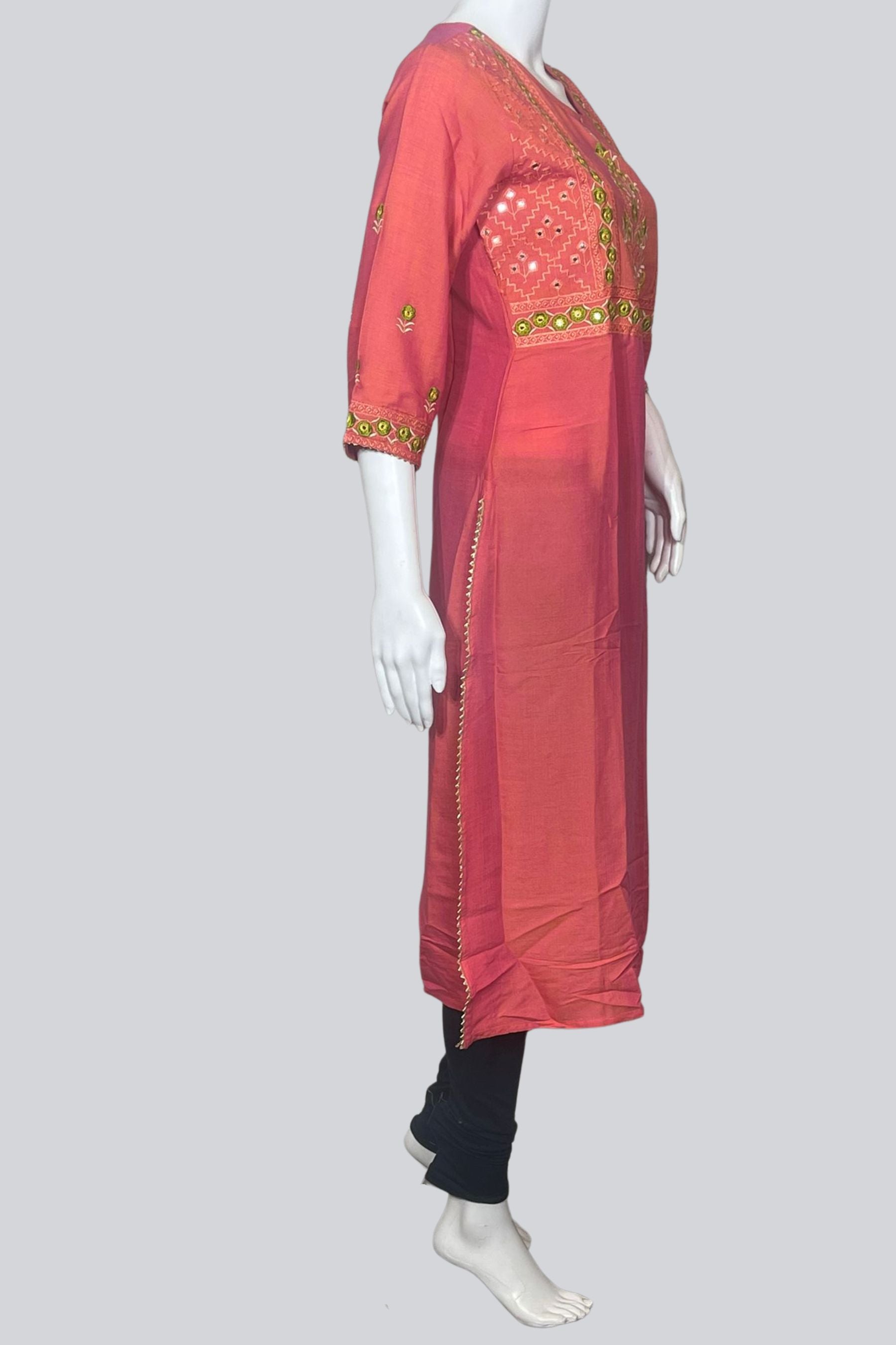 Chic Cotton Kurti: Mirror & Embroidery Detail - JCS Fashions KURTI JCS Fashions