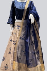 Stunning Canvas-Stitched Taffeta Silk Lehenga with Crop Top