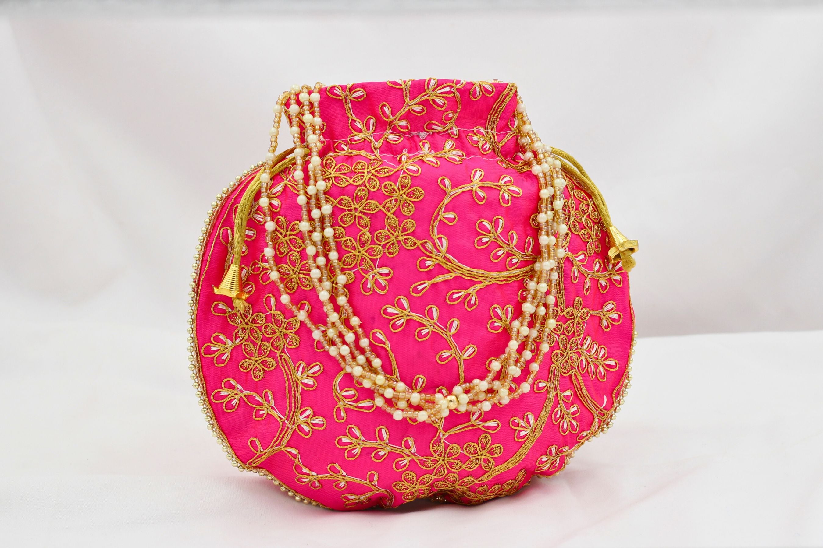 Premium Handcrafted Silk Potli Bag - Ultimate Blend of Tradition & Style Potli JCS Fashions Pink 22*22