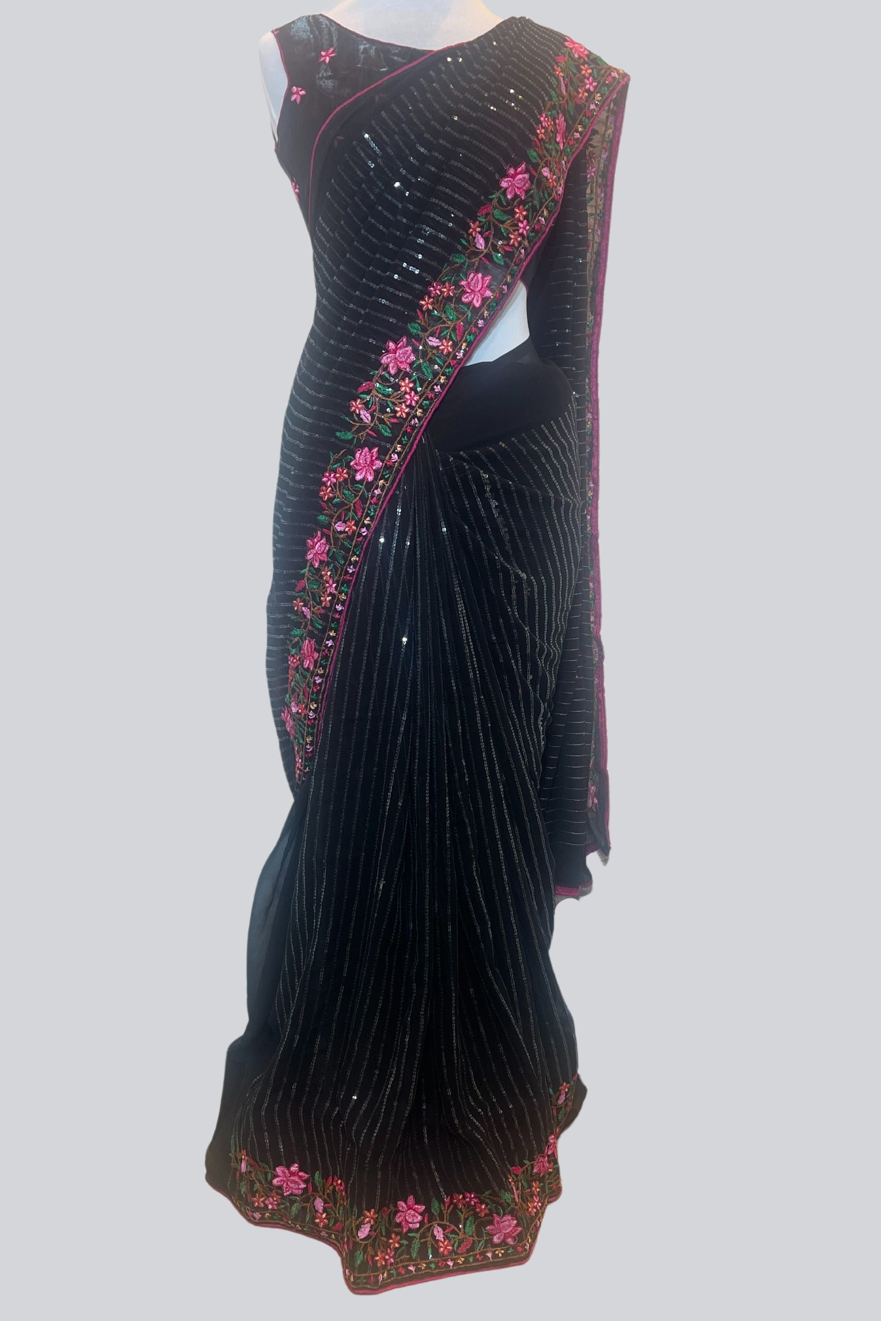 Dazzling Georgette Sequins Saree with Exquisite Embroidery Saree JCS Fashions