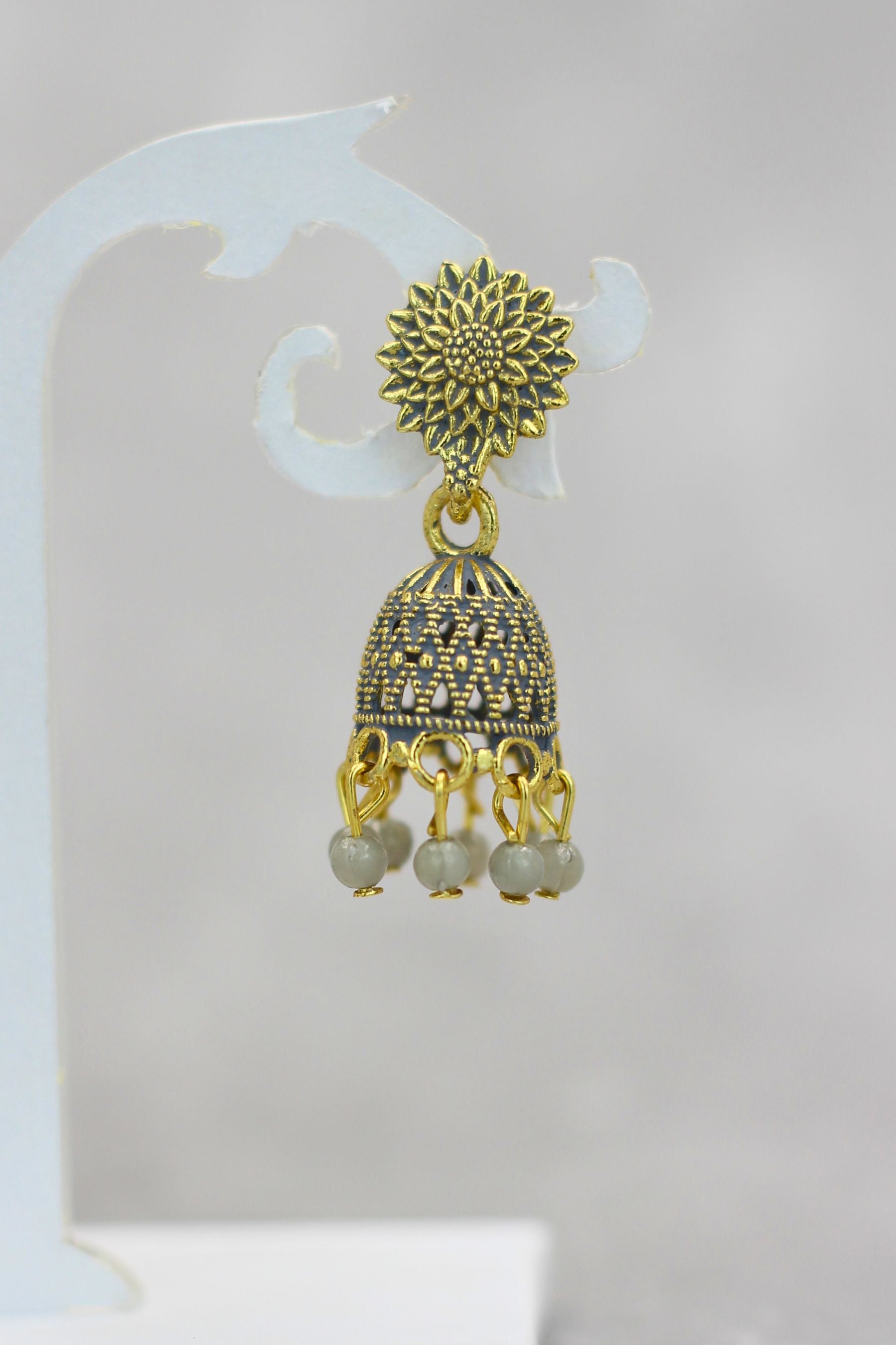 Opulent Gold Plated Jhumkas with Pearls - Durable & Elegant Earrings Jewelry JCS Fashions