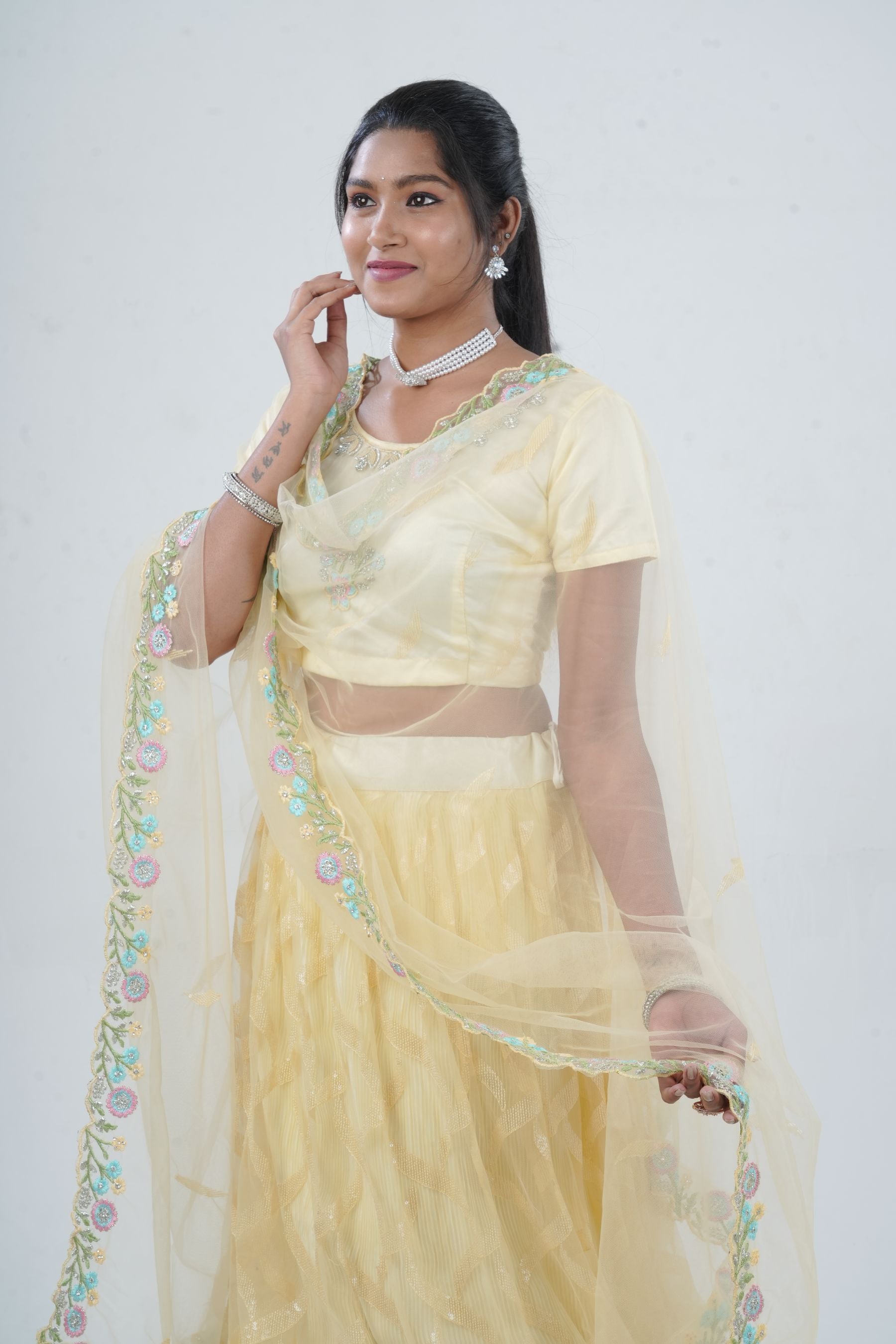 Designer Soft Net Lehenga & Crop Top With Stone and Sequins Work LEHENGA JCS Fashions