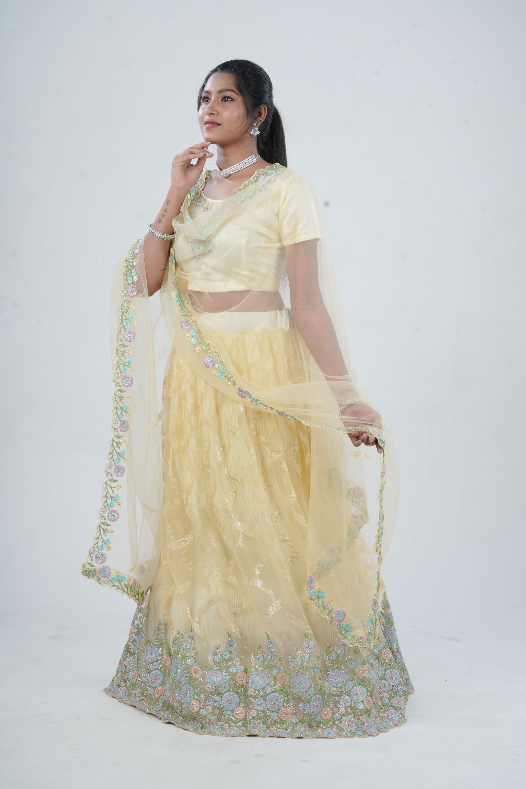 Designer Soft Net Lehenga & Crop Top With Stone and Sequins Work LEHENGA JCS Fashions