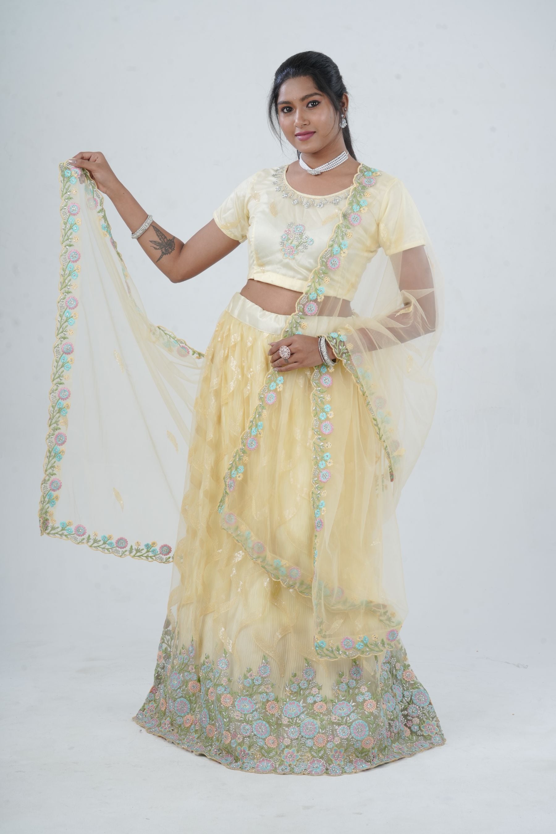 Designer Soft Net Lehenga & Crop Top With Stone and Sequins Work LEHENGA JCS Fashions