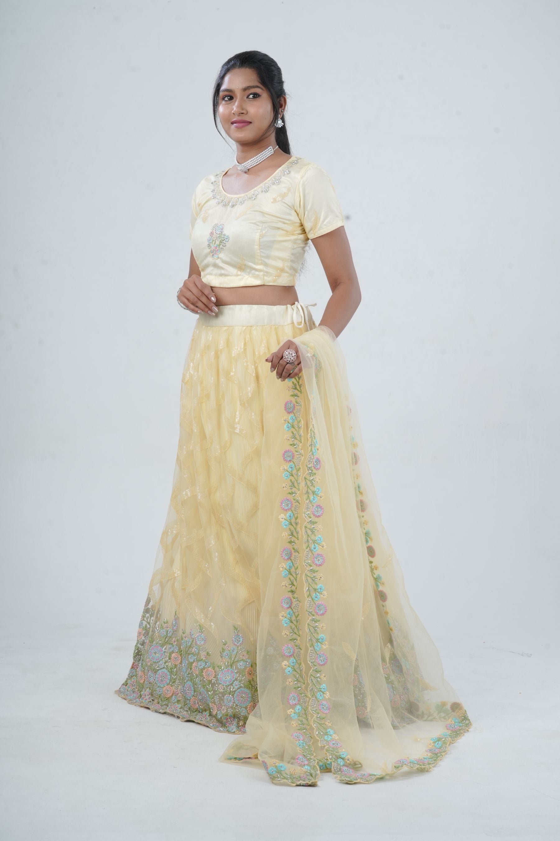 Designer Soft Net Lehenga & Crop Top With Stone and Sequins Work LEHENGA JCS Fashions