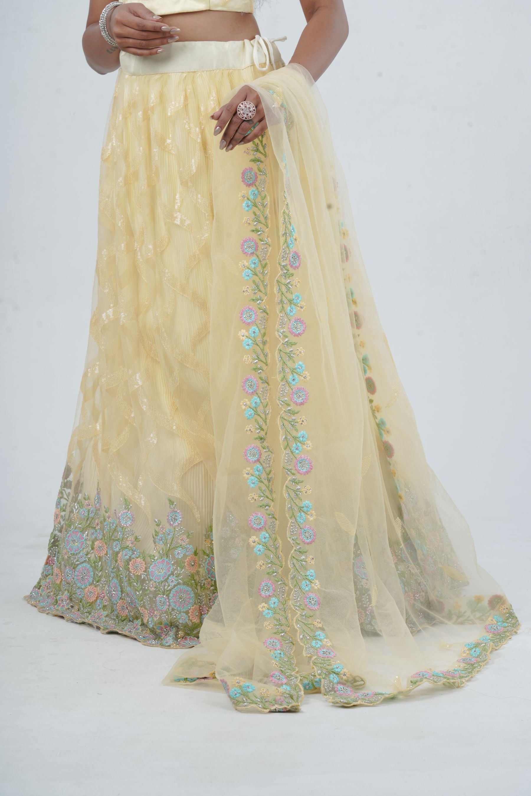 Designer Soft Net Lehenga & Crop Top With Stone and Sequins Work LEHENGA JCS Fashions