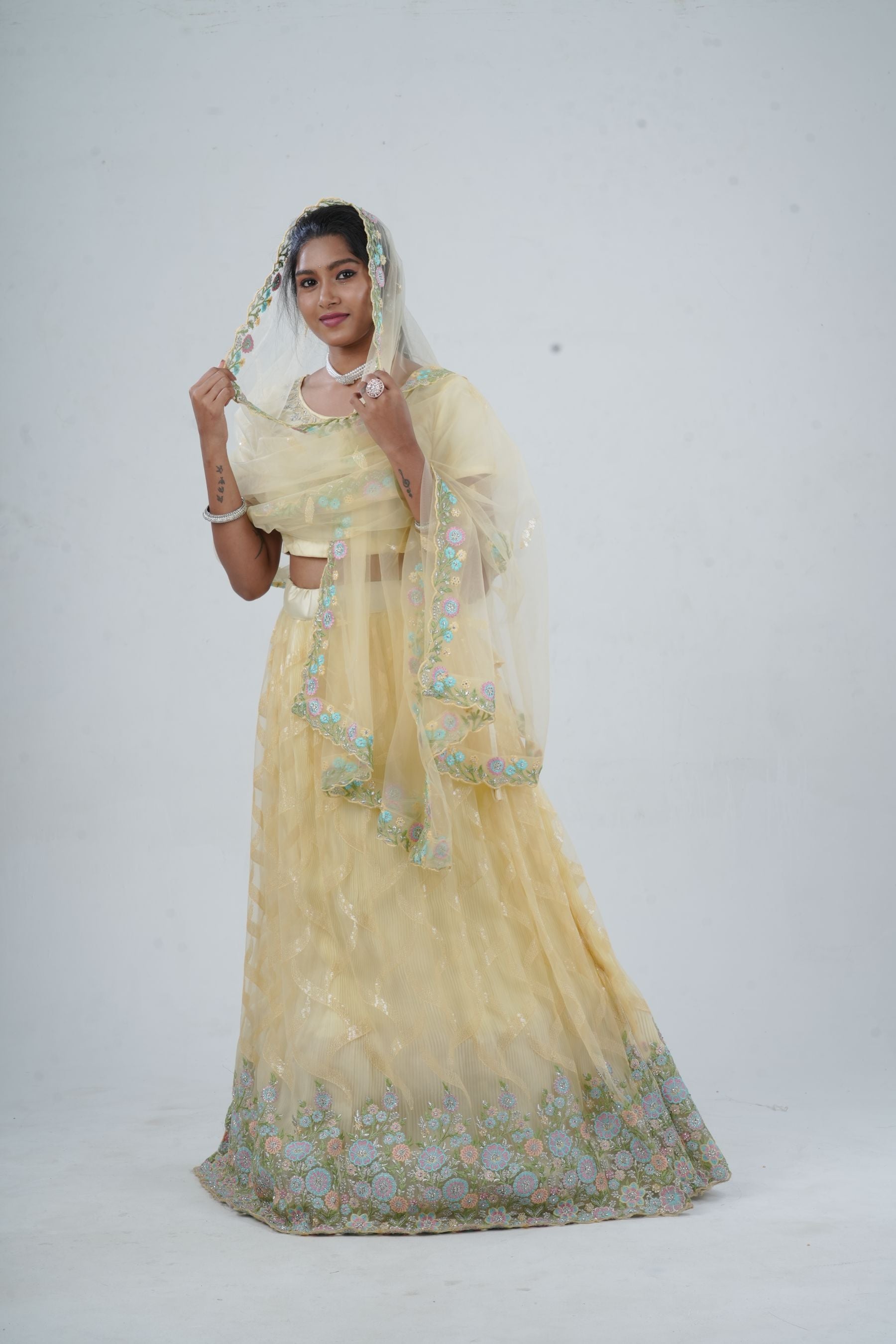 Designer Soft Net Lehenga & Crop Top With Stone and Sequins Work LEHENGA JCS Fashions