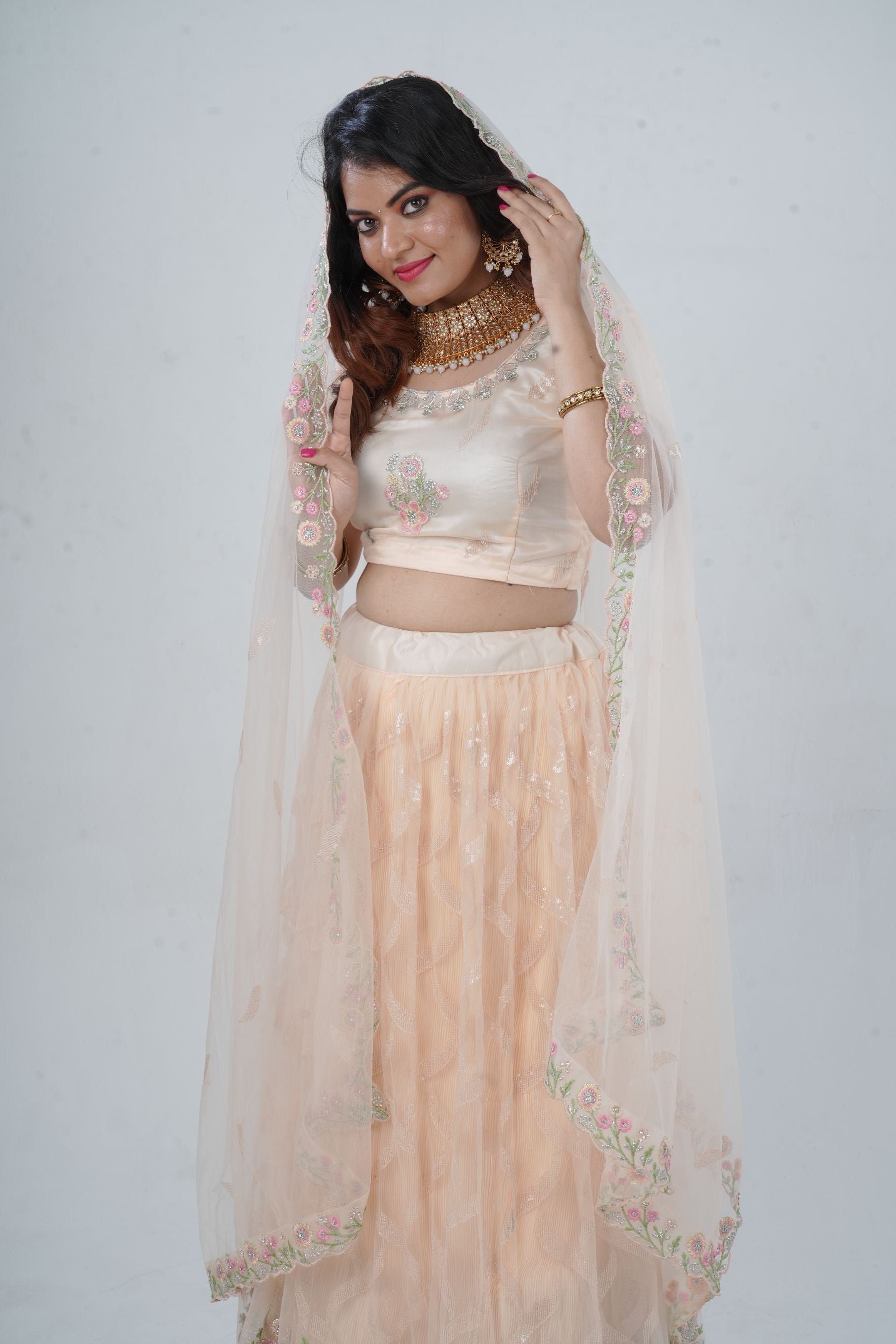 Exquisite Showstopper Lehenga with Lavish Embellishments in Pastel Peach LEHENGA JCS Fashions