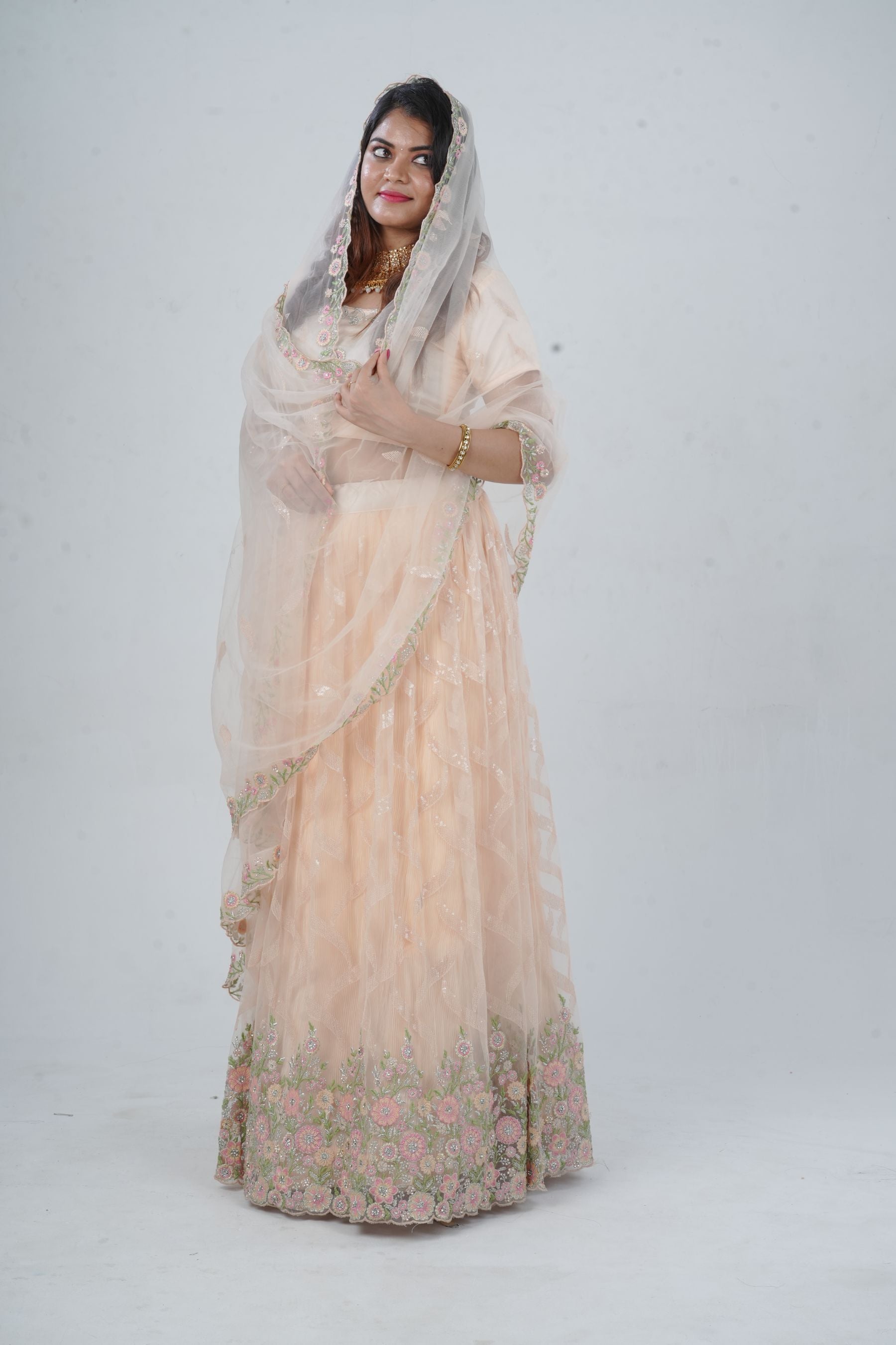 Exquisite Showstopper Lehenga with Lavish Embellishments in Pastel Peach LEHENGA JCS Fashions