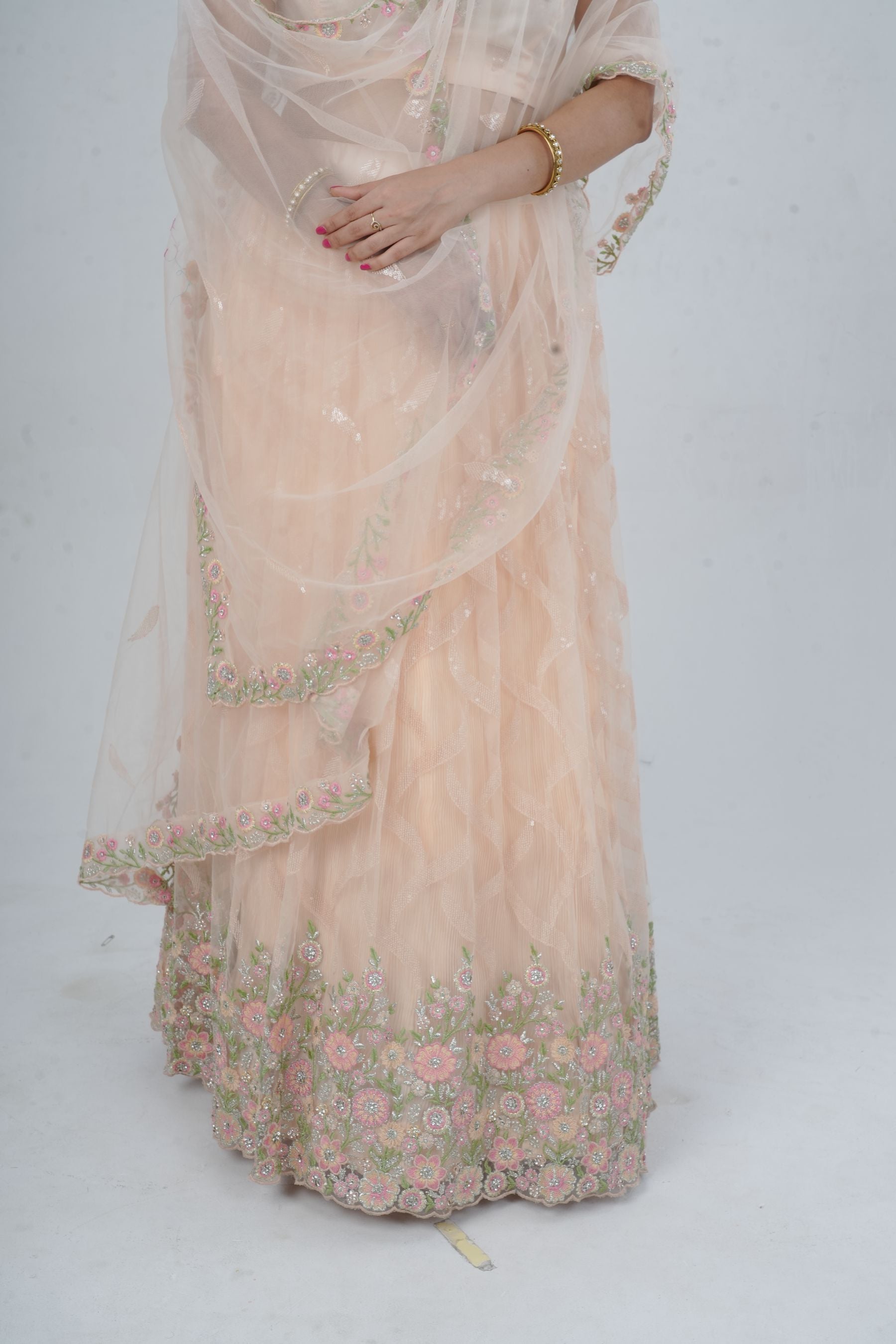 Exquisite Showstopper Lehenga with Lavish Embellishments in Pastel Peach LEHENGA JCS Fashions