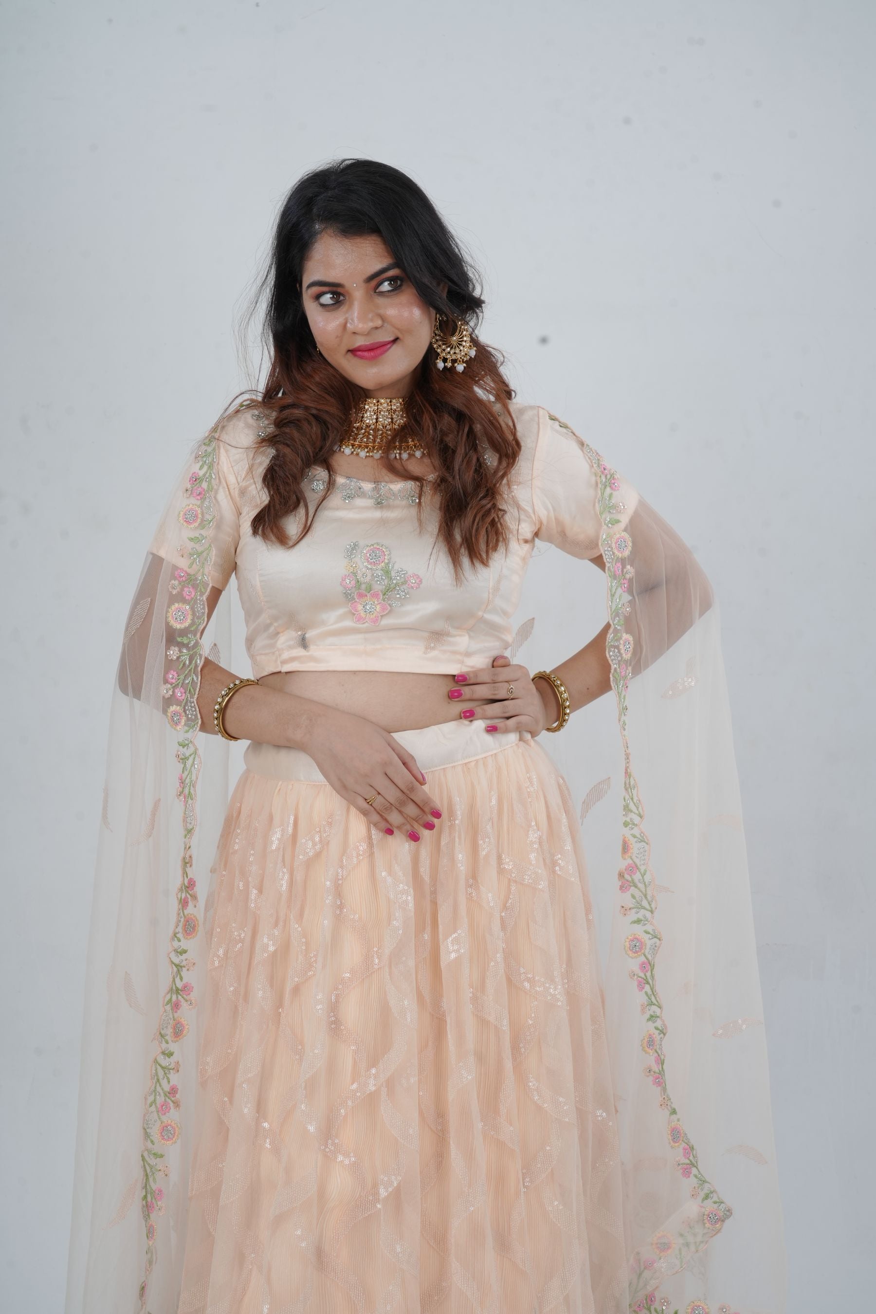 Exquisite Showstopper Lehenga with Lavish Embellishments in Pastel Peach LEHENGA JCS Fashions